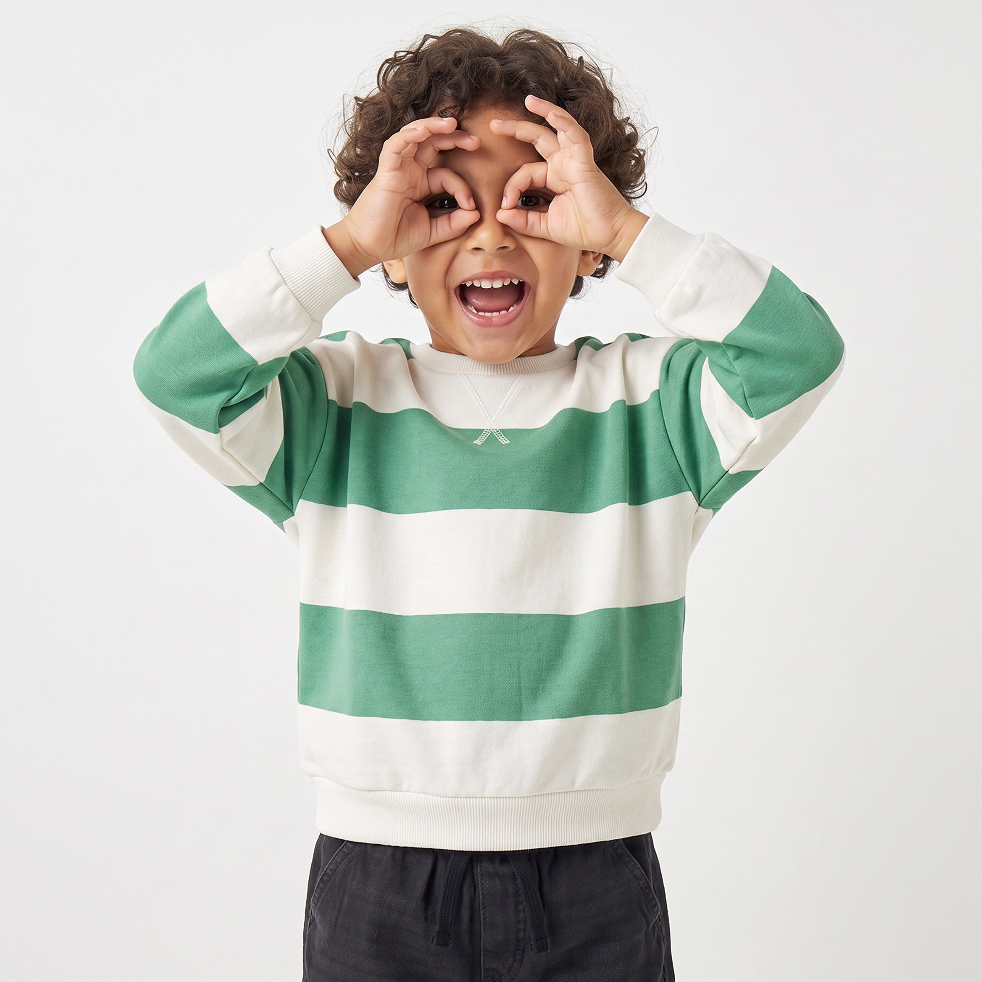 Juniors Striped Sweatshirt with Long Sleeves-baby-boys-clothing-winterwear-sweatshirts-image-1