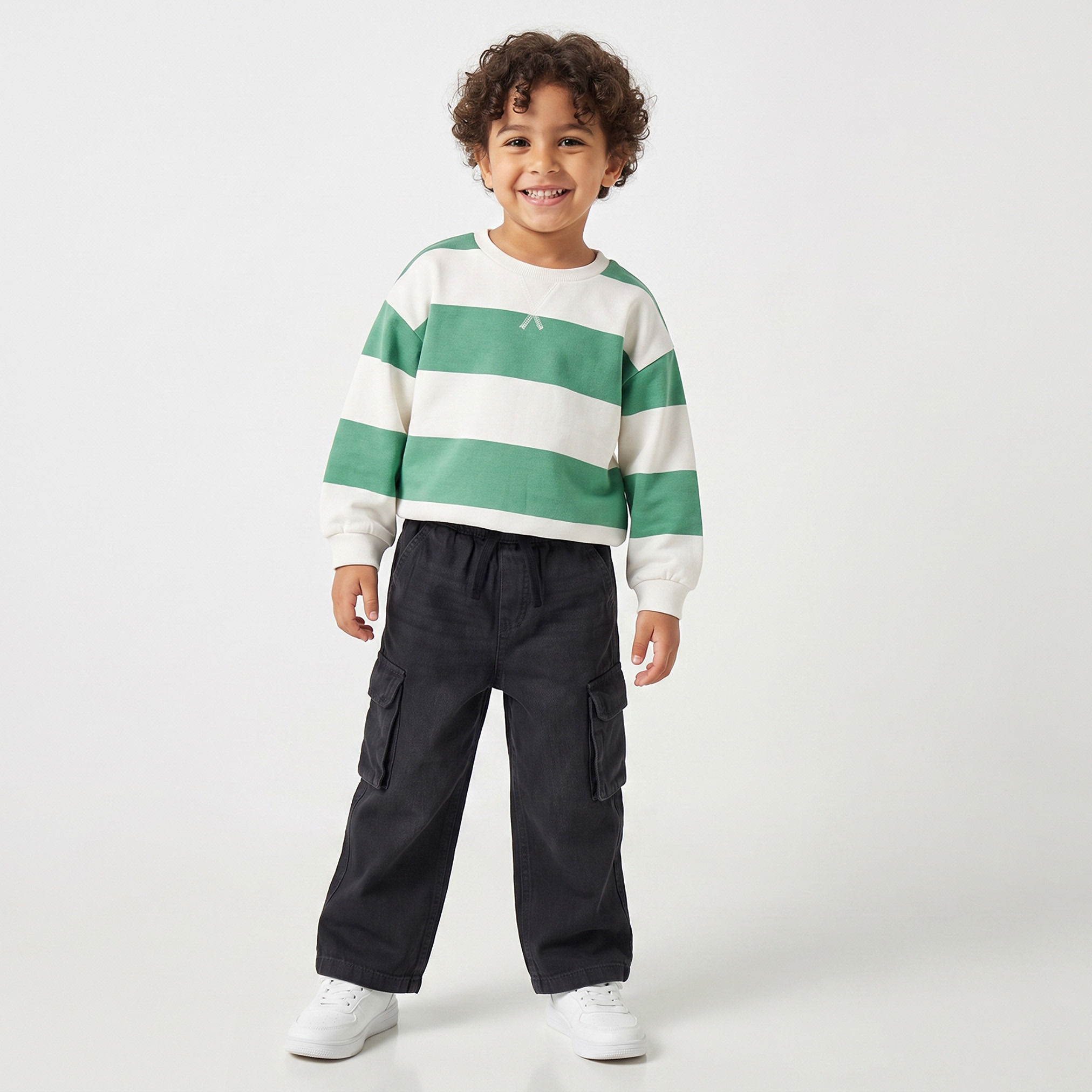Juniors Striped Sweatshirt with Long Sleeves-baby-boys-clothing-winterwear-sweatshirts-image-2