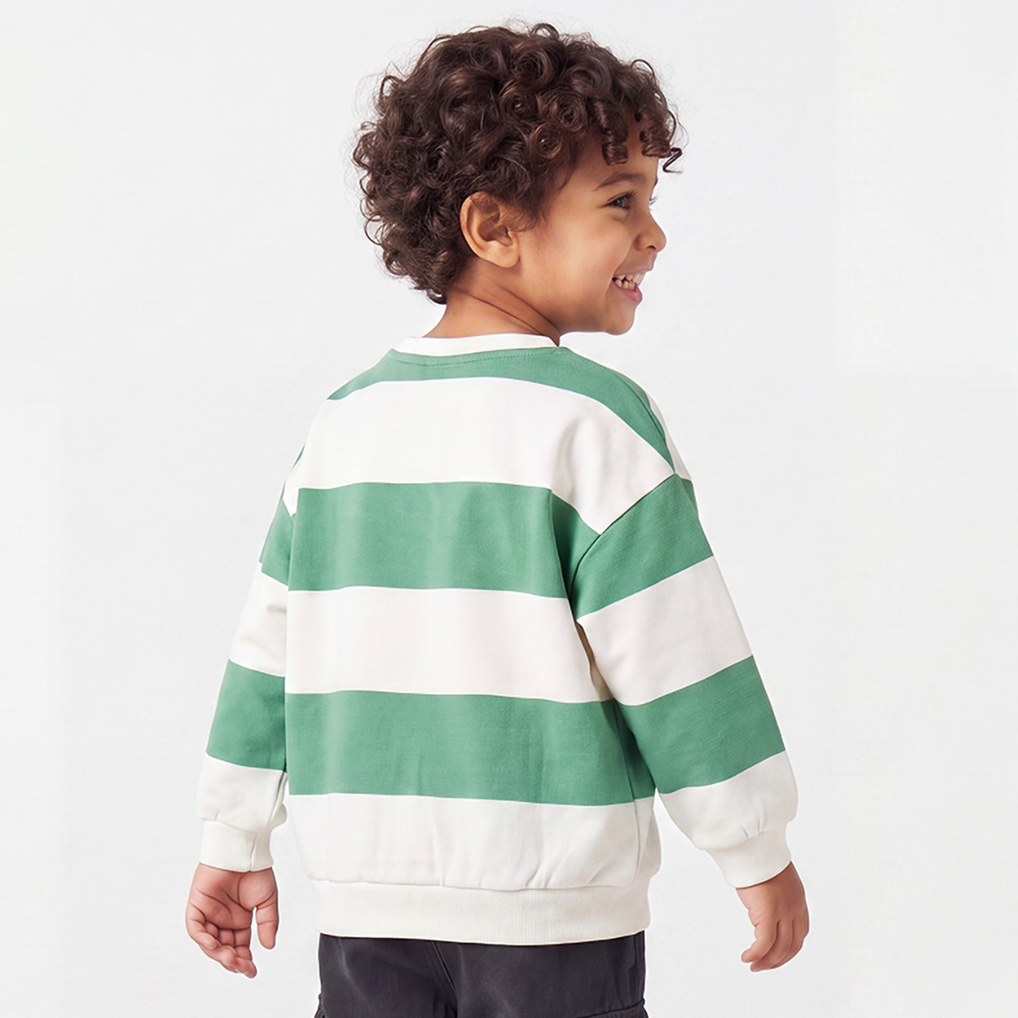 Juniors Striped Sweatshirt with Long Sleeves-baby-boys-clothing-winterwear-sweatshirts-image-3