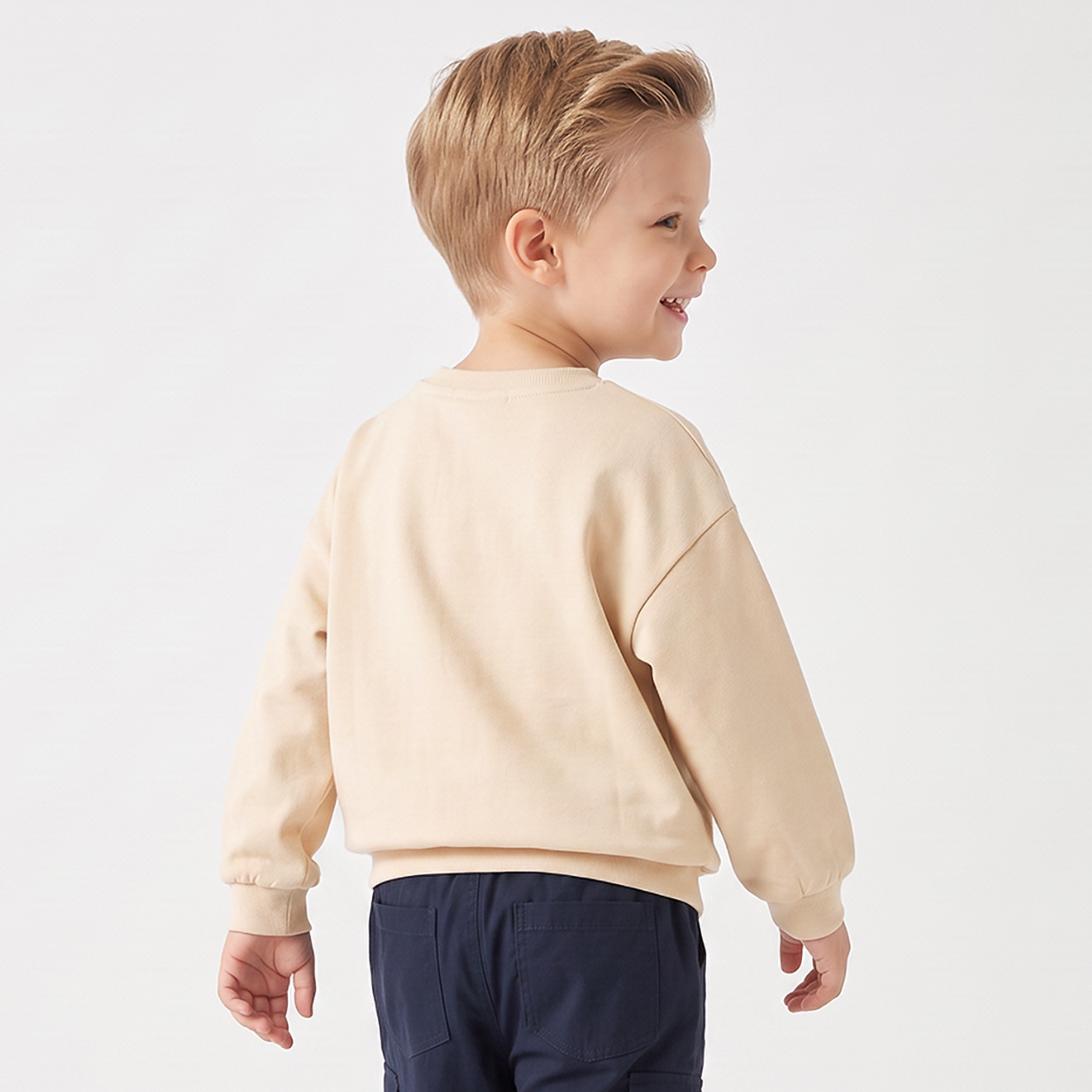 Juniors Polar Bear Print Sweatshirt with Long Sleeves-baby-boys-clothing-winterwear-sweatshirts-image-2