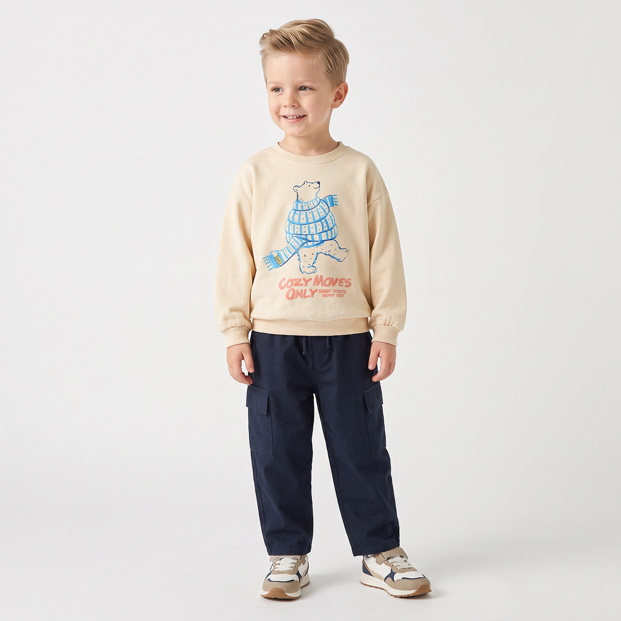 Juniors Polar Bear Print Sweatshirt with Long Sleeves-baby-boys-clothing-winterwear-sweatshirts-image-5