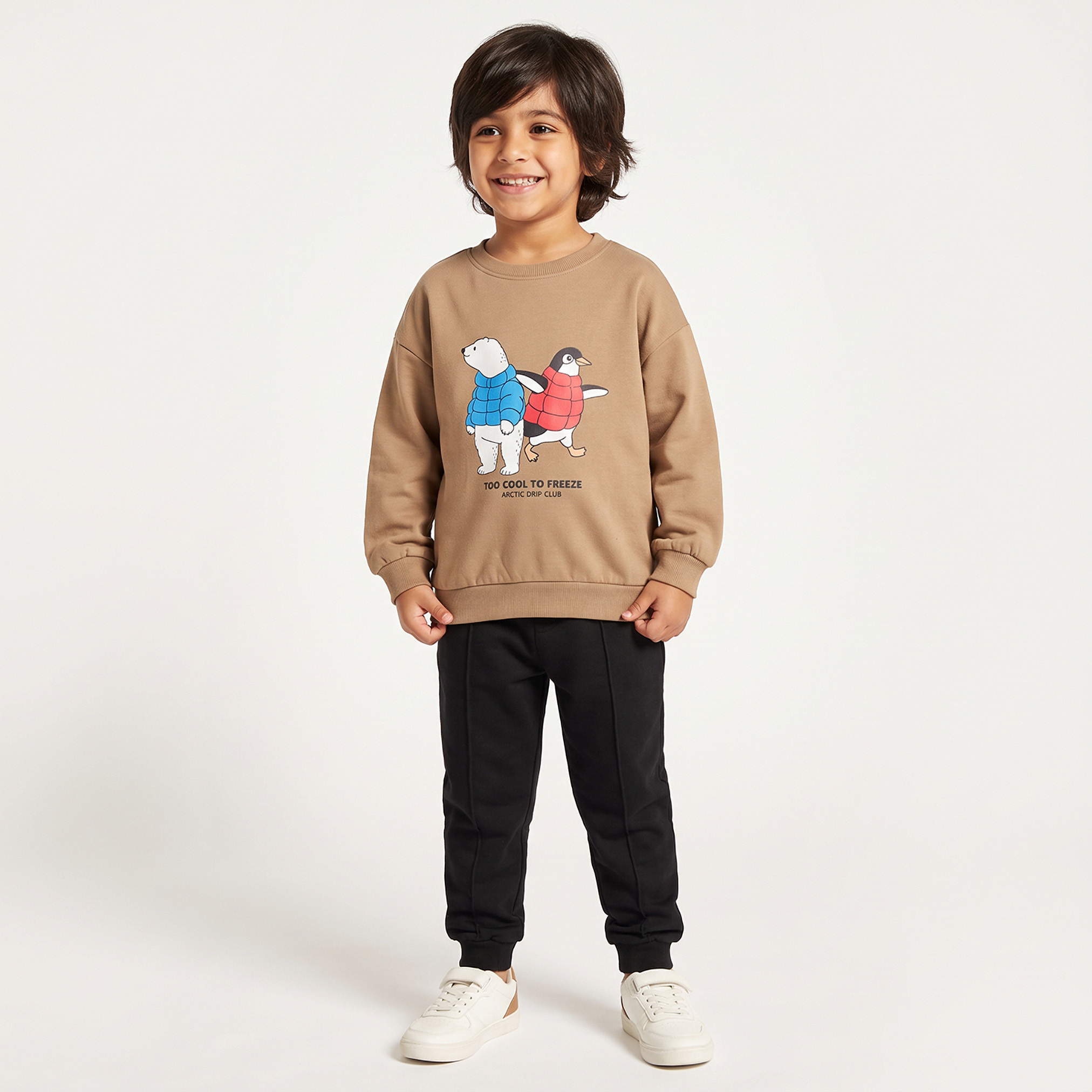 Juniors Arctic Print Sweatshirt with Long Sleeves-baby-boys-clothing-winterwear-sweatshirts-image-3