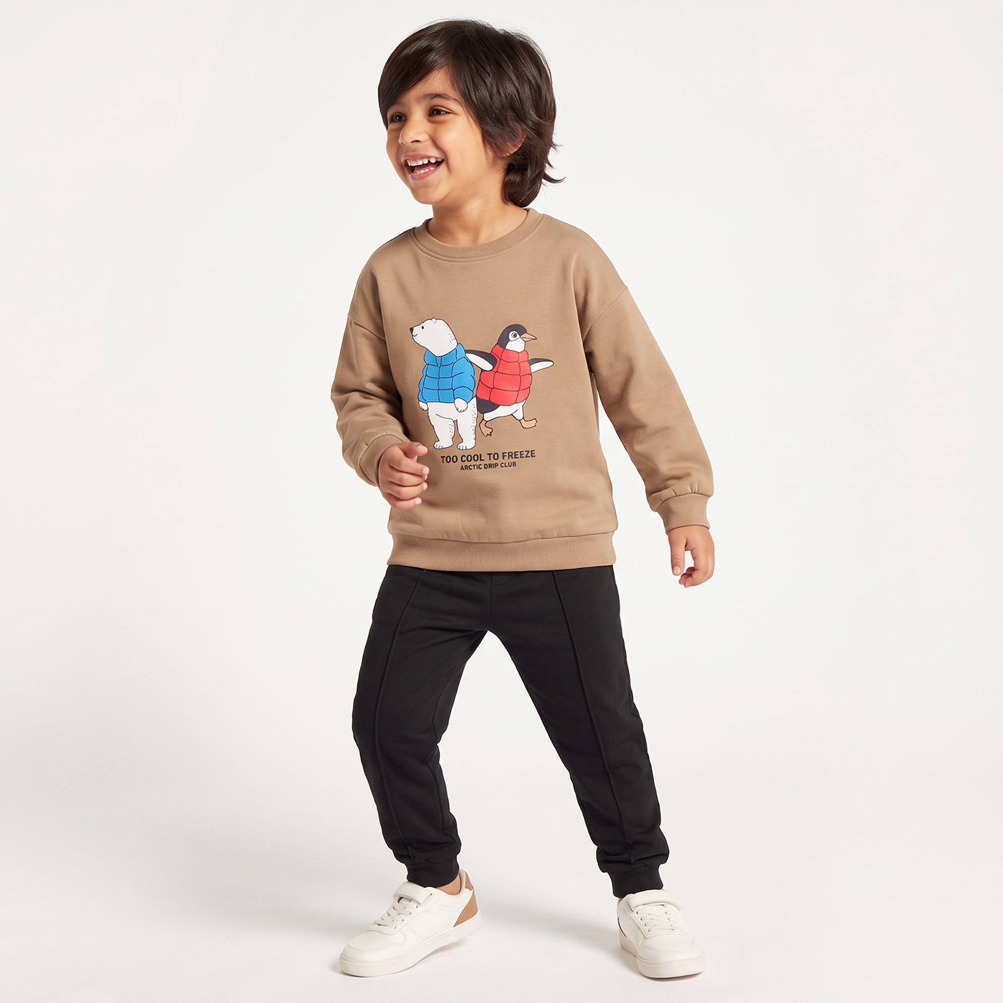 Juniors Arctic Print Sweatshirt with Long Sleeves-baby-boys-clothing-winterwear-sweatshirts-image-5