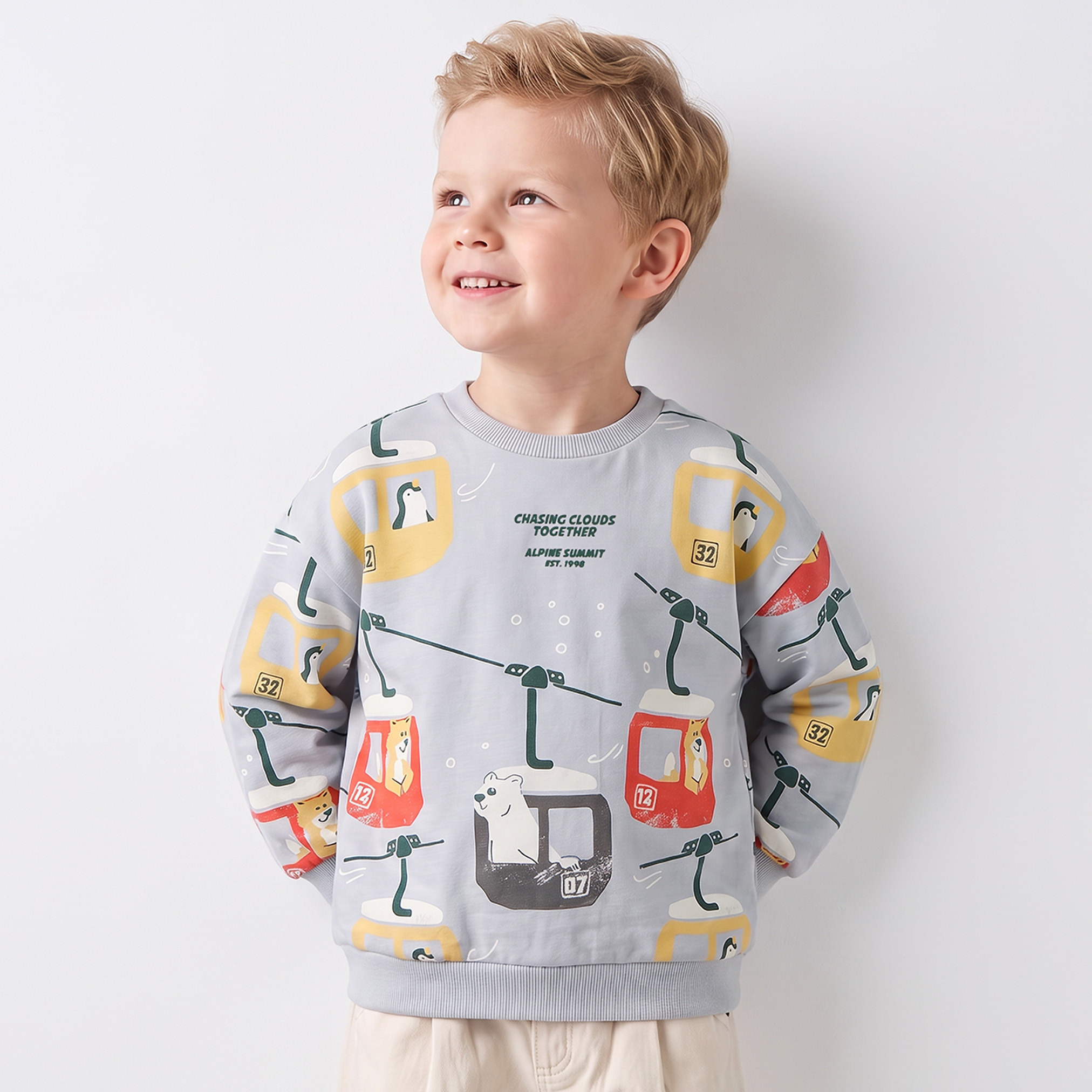 Juniors Alpine Print Sweatshirt with Long Sleeves-baby-boys-clothing-winterwear-sweatshirts-image-1