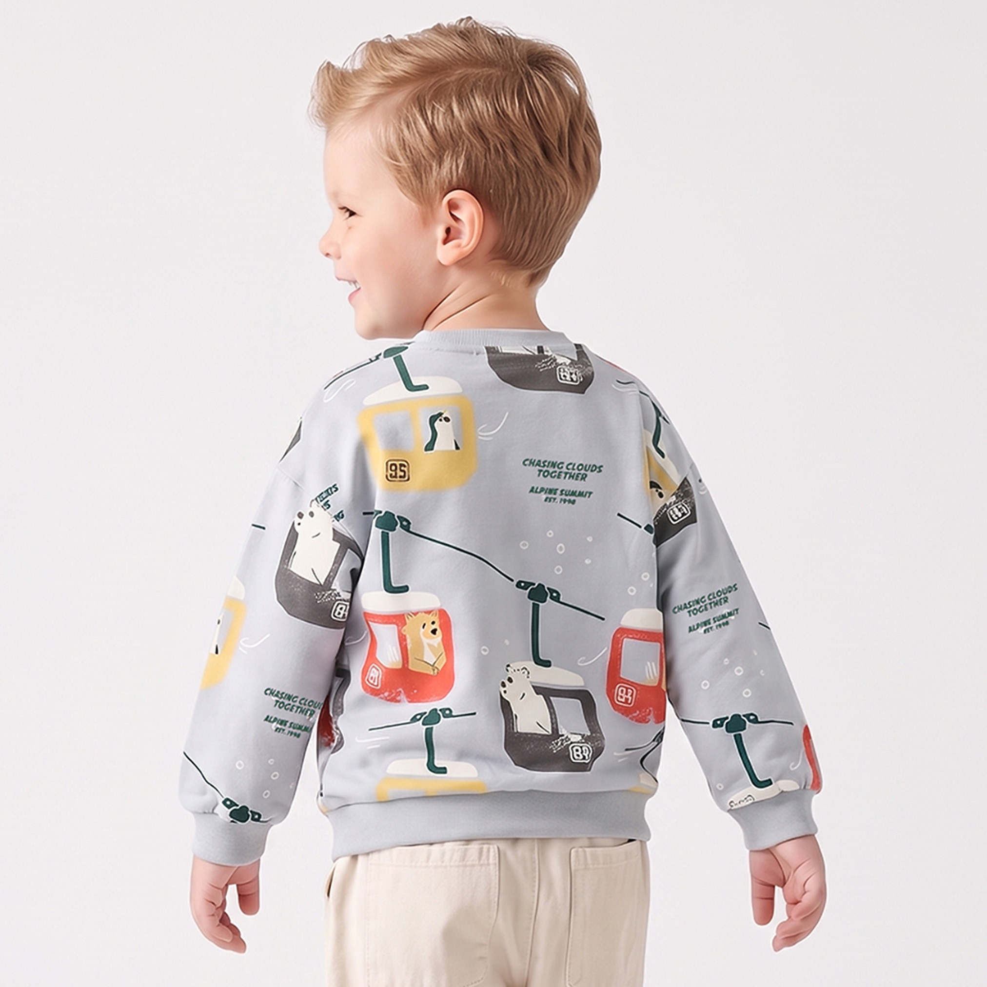 Juniors Alpine Print Sweatshirt with Long Sleeves-baby-boys-clothing-winterwear-sweatshirts-image-2