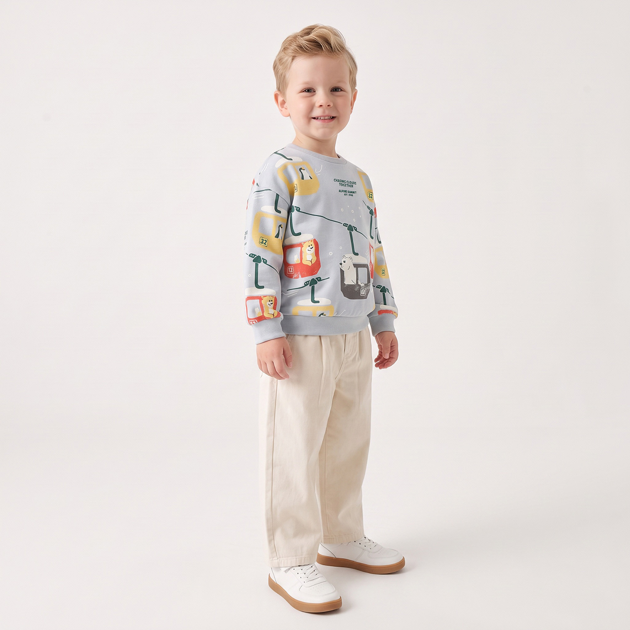 Juniors Alpine Print Sweatshirt with Long Sleeves-baby-boys-clothing-winterwear-sweatshirts-image-5