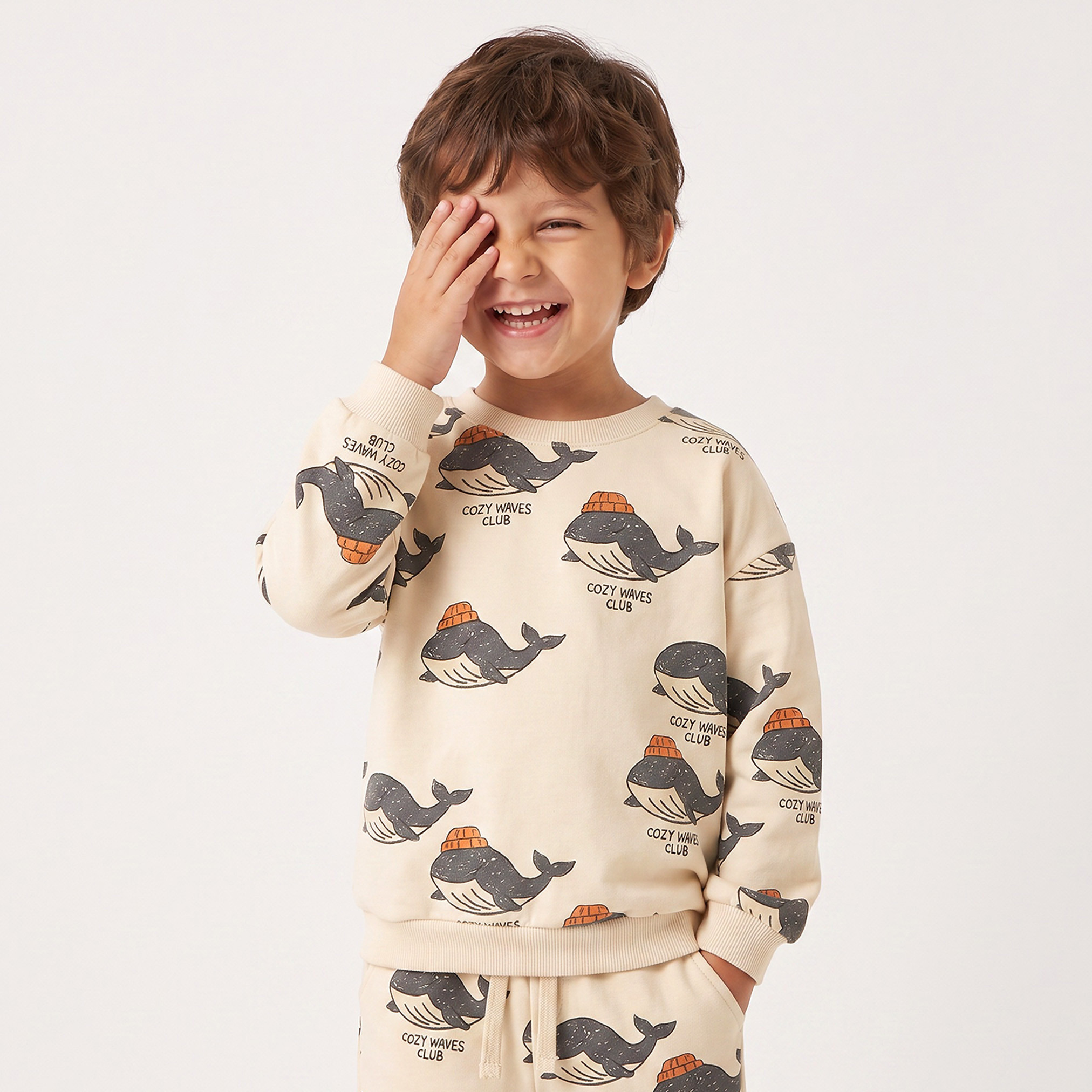 Juniors Whale Print Sweatshirt with Long Sleeves-baby-boys-clothing-winterwear-sweatshirts-image-1