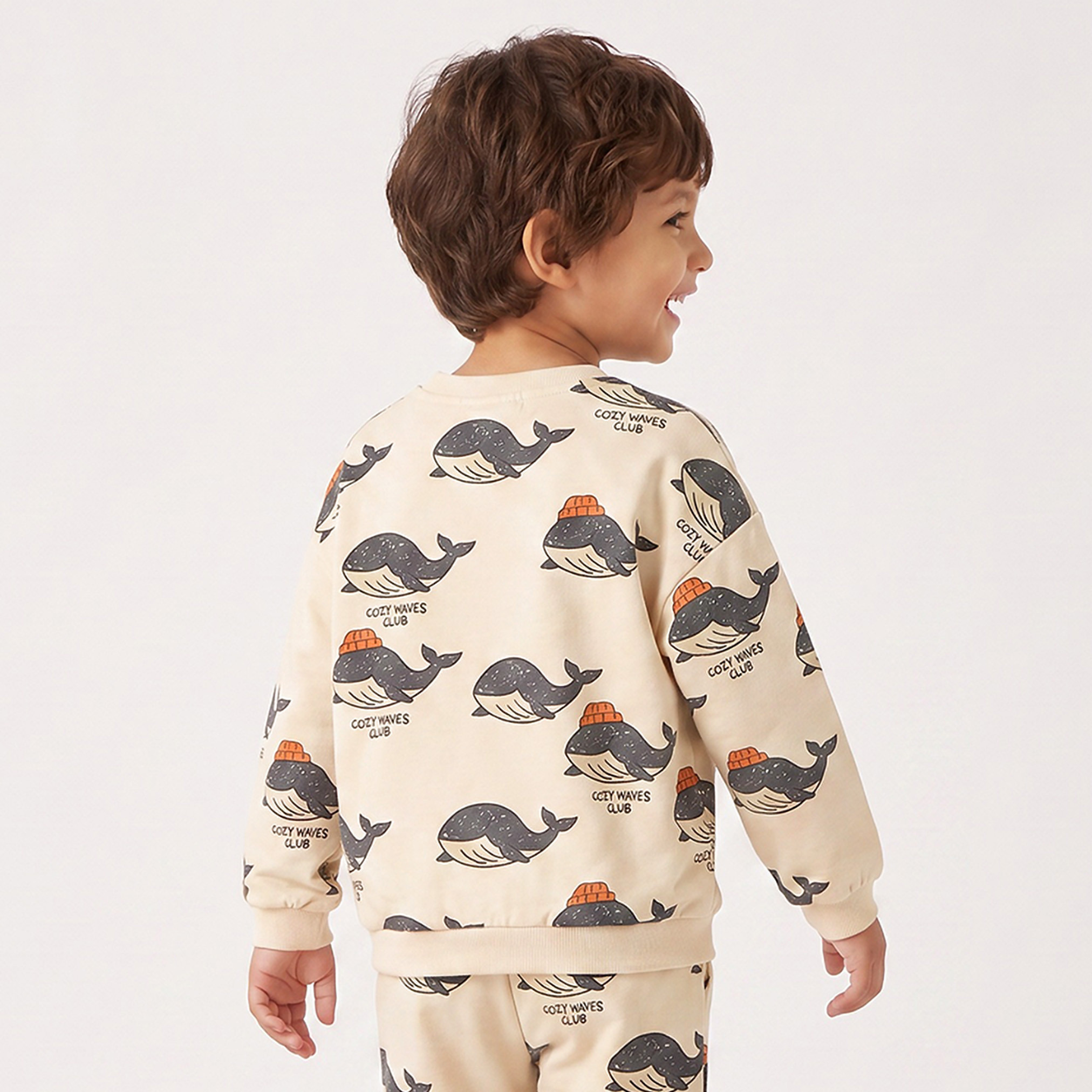 Juniors Whale Print Sweatshirt with Long Sleeves-baby-boys-clothing-winterwear-sweatshirts-image-2