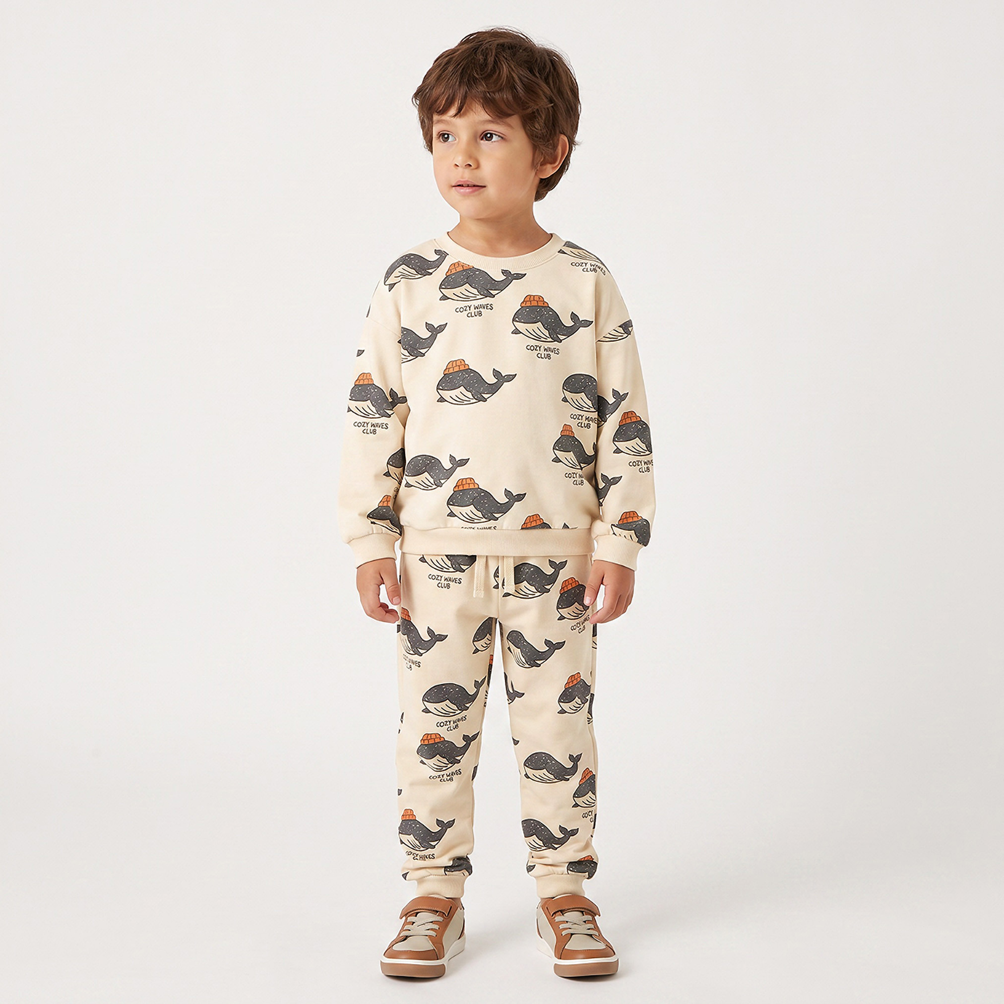 Juniors Whale Print Sweatshirt with Long Sleeves-baby-boys-clothing-winterwear-sweatshirts-image-3