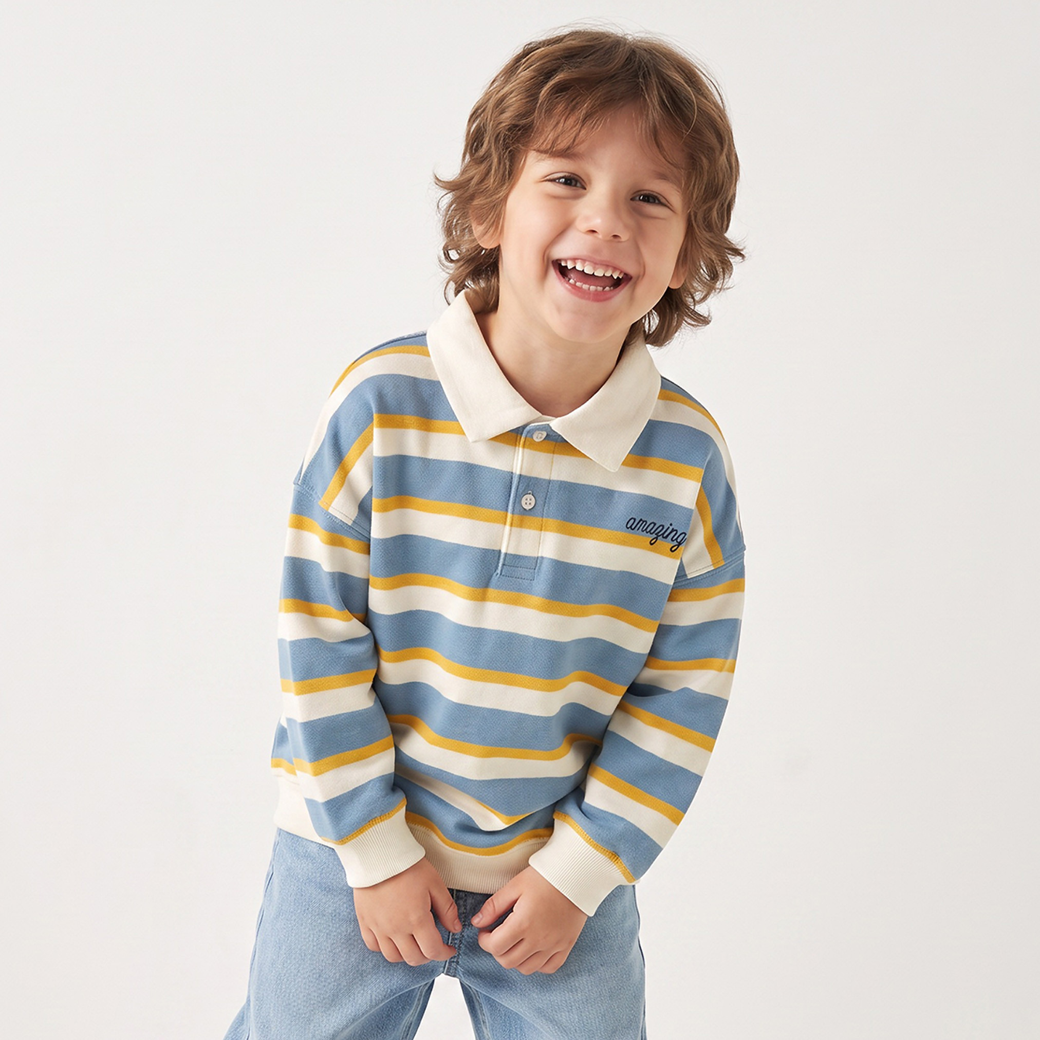 Juniors Striped Sweatshirt with Stripes Detail-baby-boys-clothing-winterwear-sweatshirts-image-1