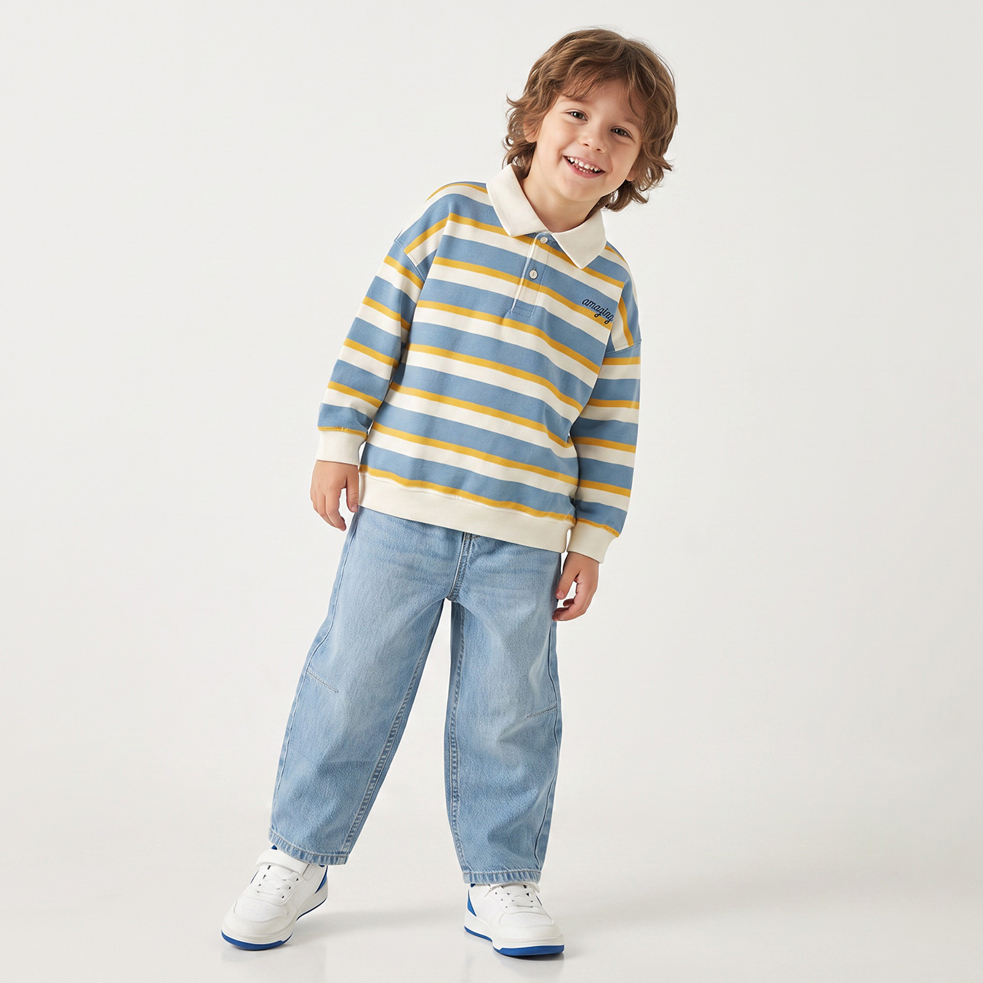 Juniors Striped Sweatshirt with Stripes Detail-baby-boys-clothing-winterwear-sweatshirts-image-2
