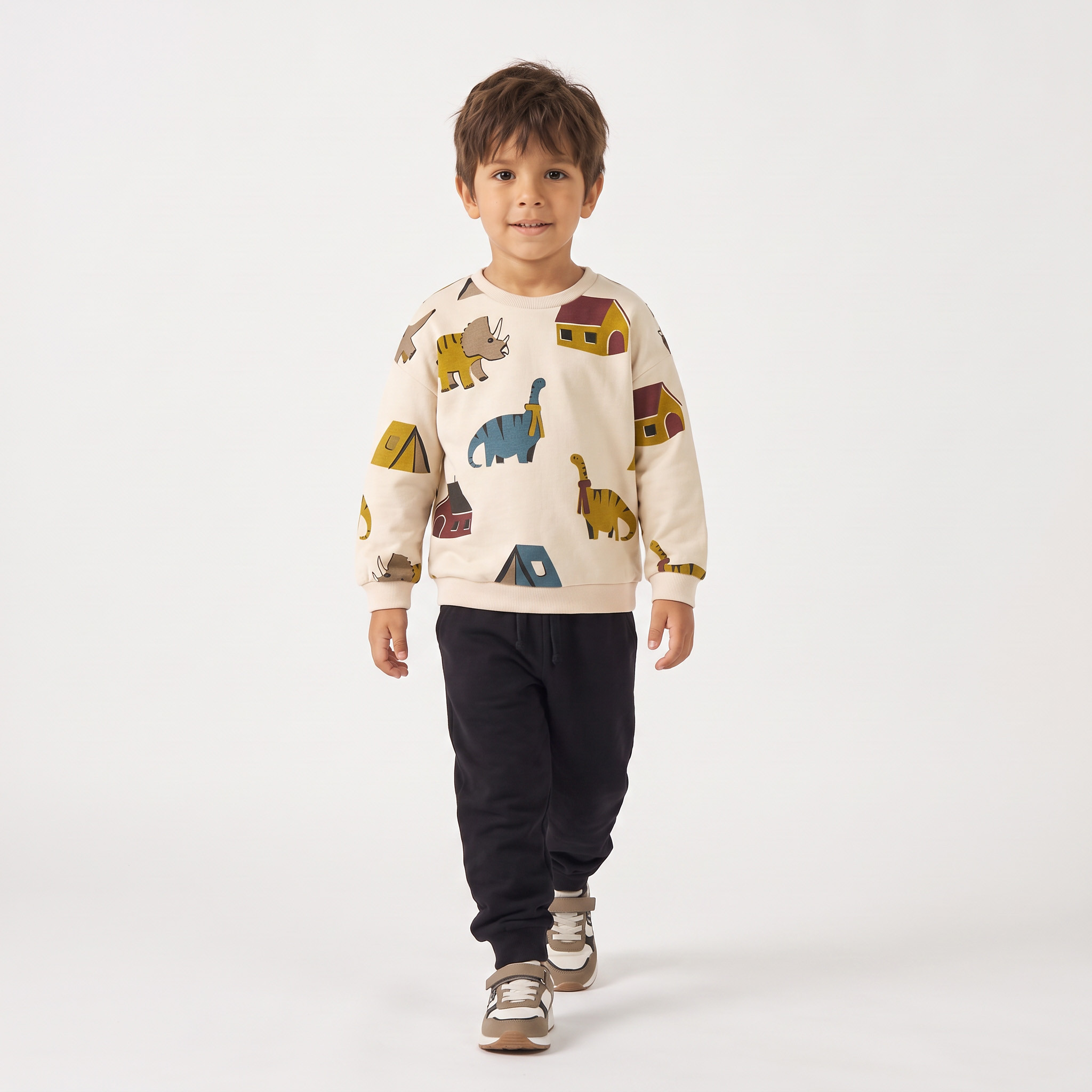 Juniors Dinosaur Print Cotton Sweatshirt with Long Sleeves-baby-boys-clothing-sweatshirts-image-5