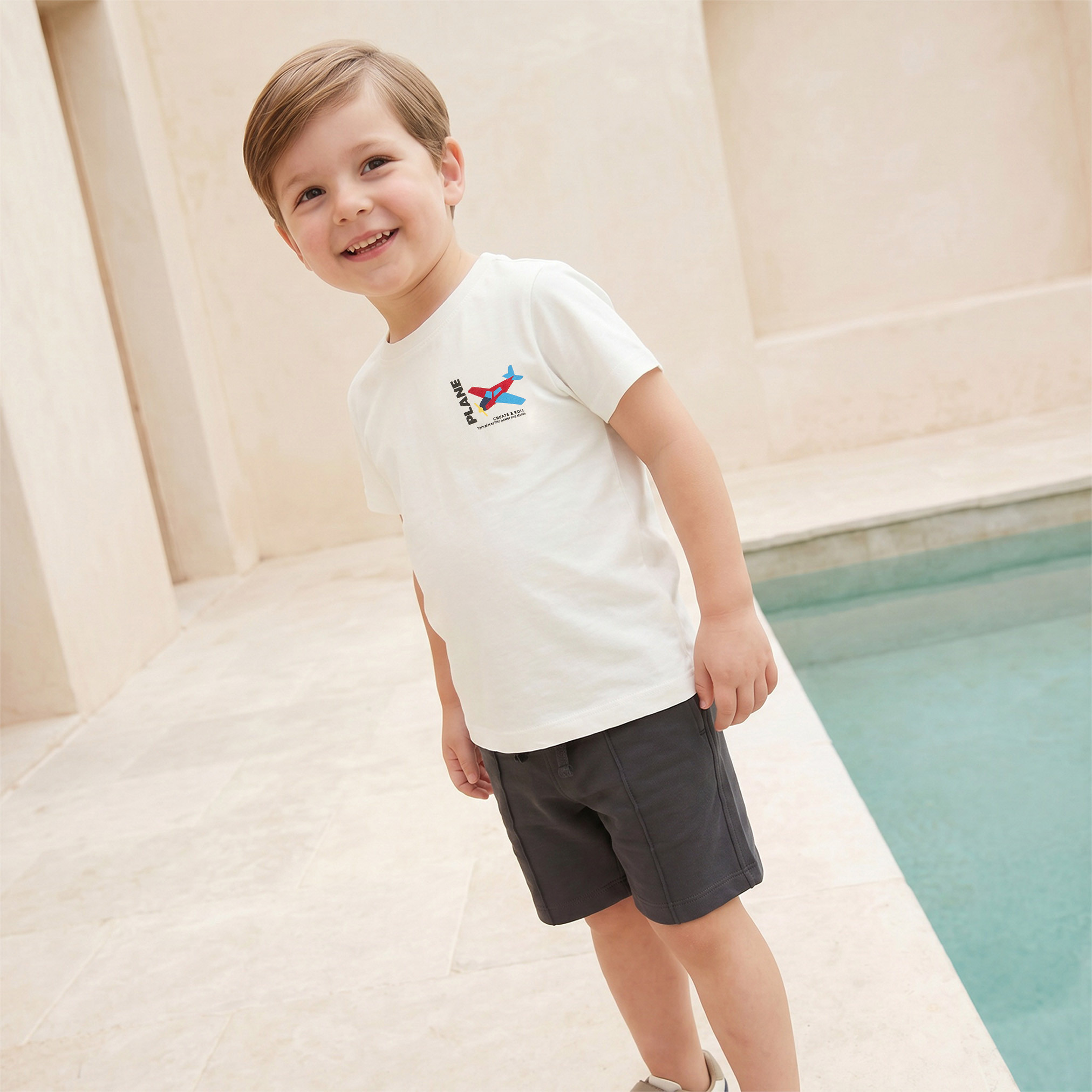 Juniors Crew Neck Short Sleeves T-shirt and Shorts Set with Graphic Print-boys-clothing-setsandcoords-image-9