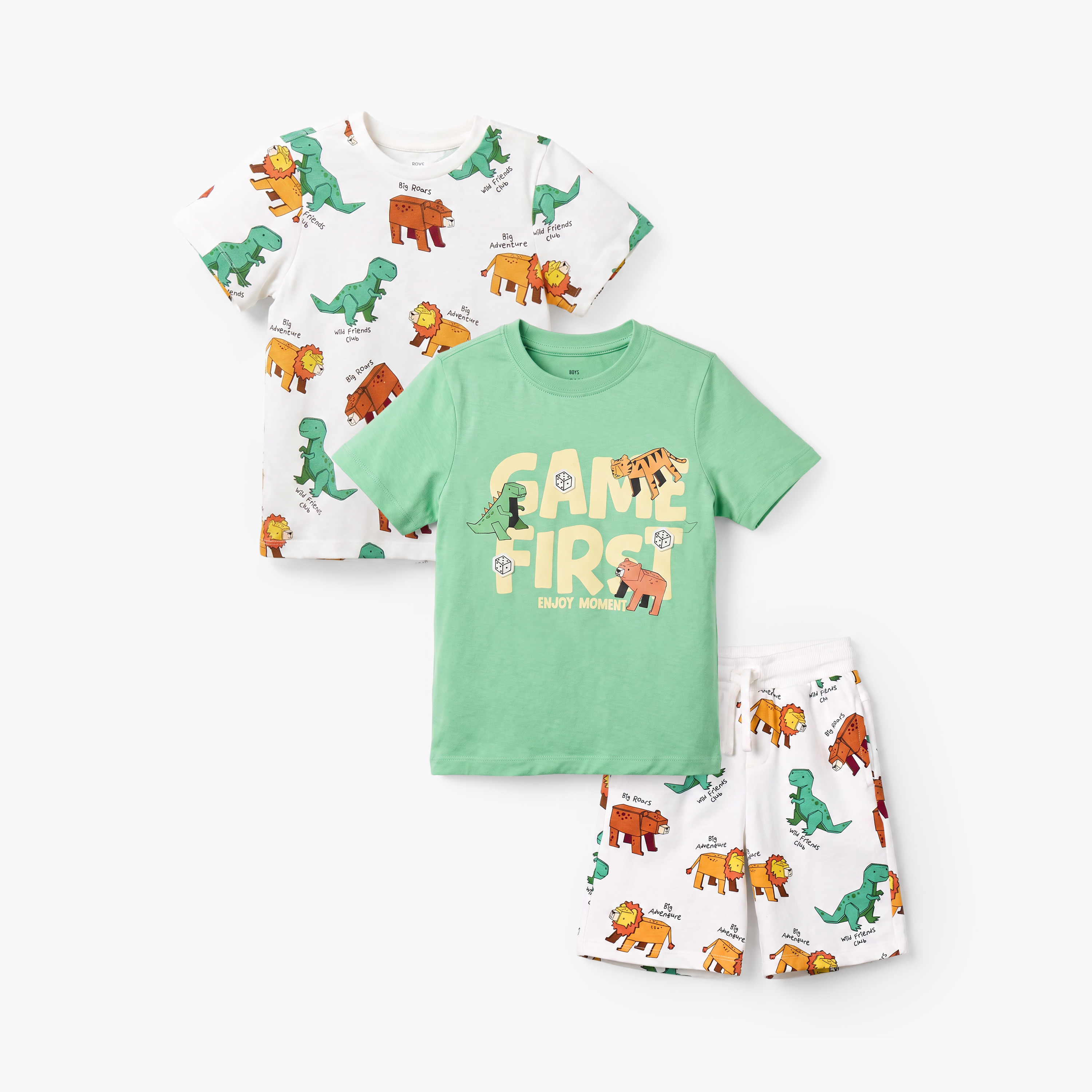 طقم شورت وتيشيرت برقبة ضيقة وأكمام قصيرة وطبعات من جونيورز-boys-clothing-setsandcoords-image-1