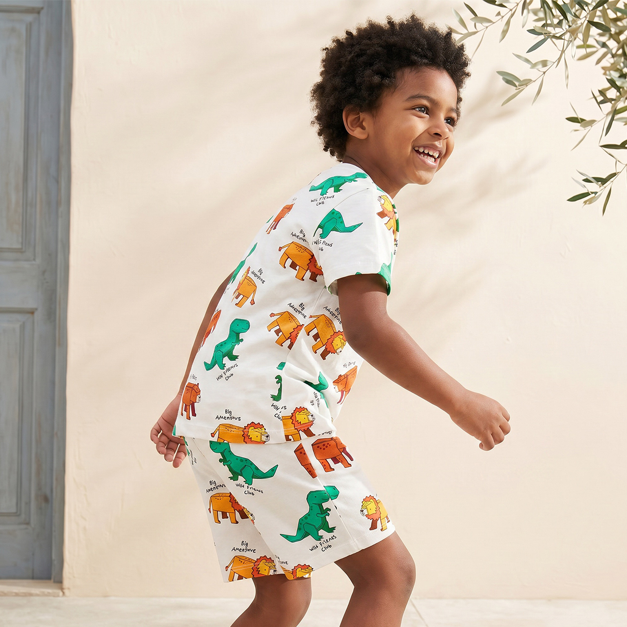 Juniors Crew Neck Short Sleeves T-shirt and Shorts Set with Safari Print-boys-clothing-setsandcoords-image-8