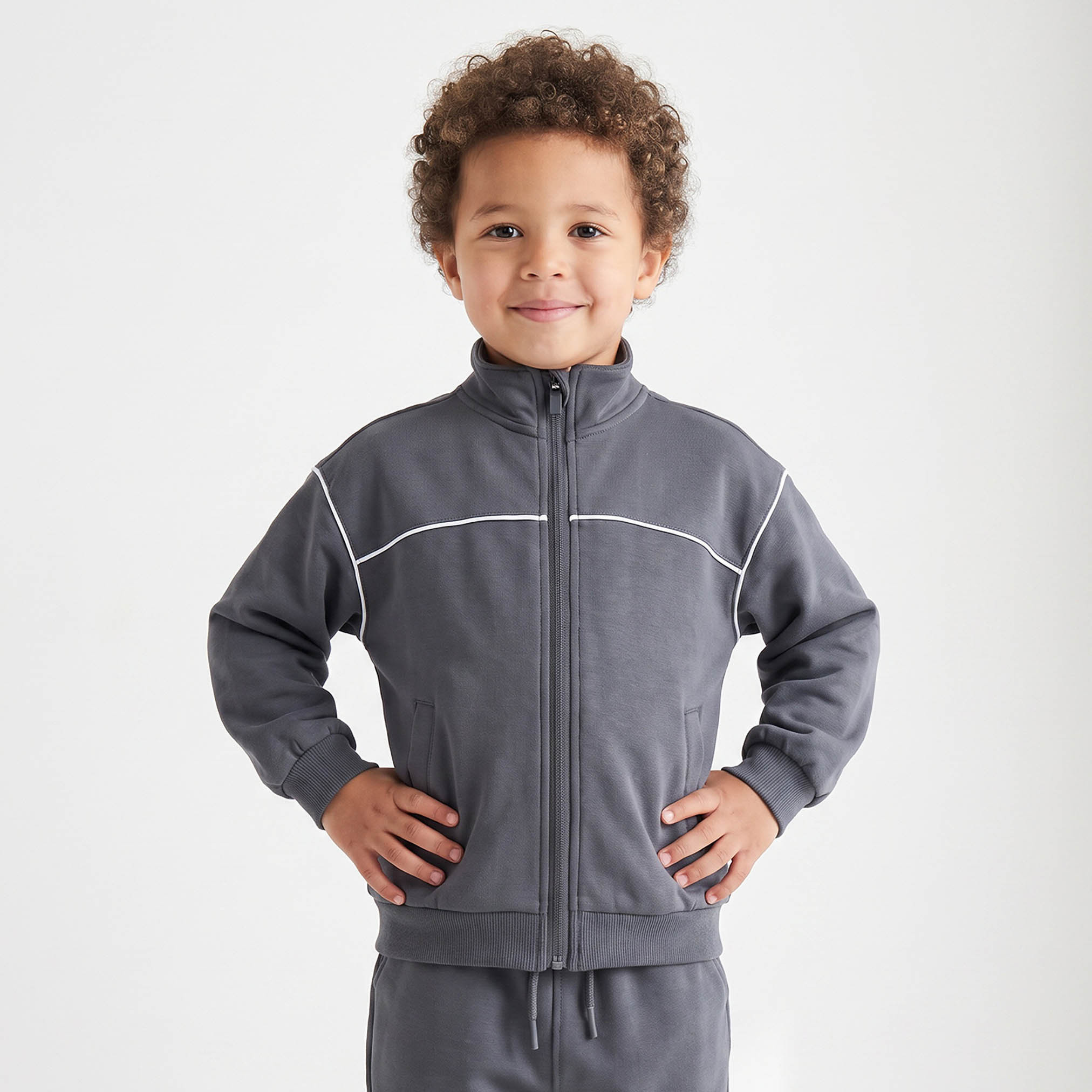 طقم جاكيت بياقة عالية وأكمام طويلة وسحاب إغلاق وبنطلون جوغرز من جونيورز-boys-clothing-setsandcoords-image-2