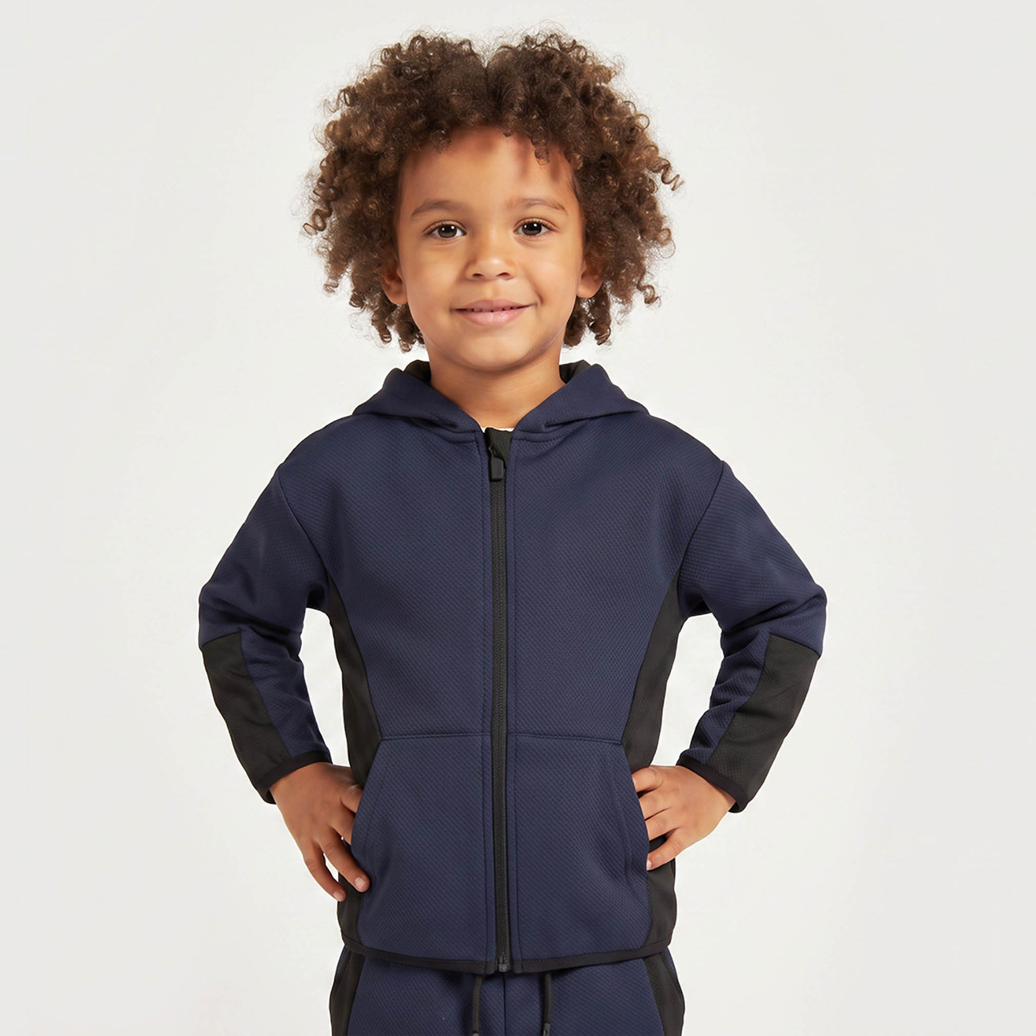 Juniors Hooded Neck Long Sleeves Jacket and Joggers Set with Kangaroo Pocket-boys-clothing-setsandcoords-image-2
