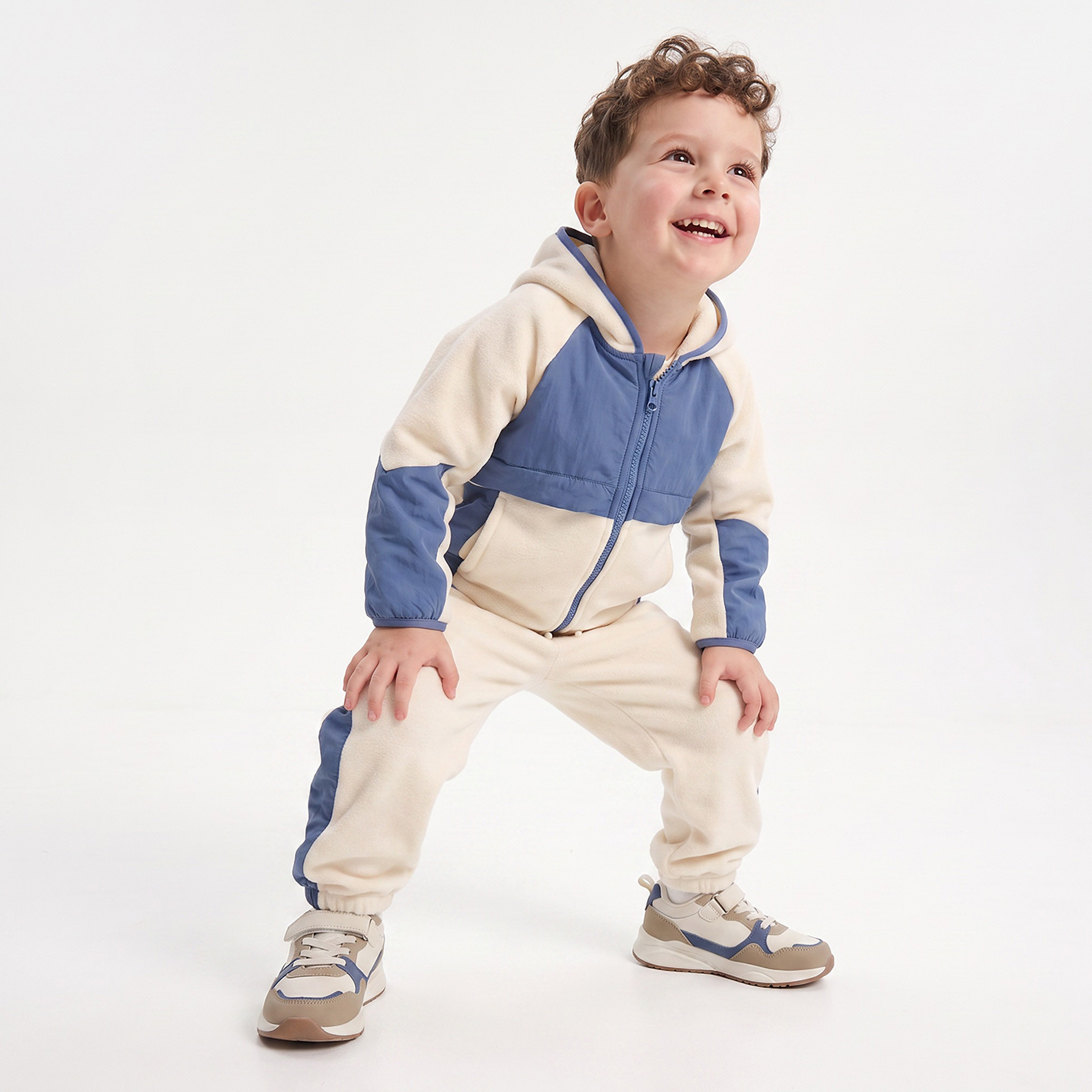 Juniors Hooded Long Sleeves Sweatshirt and Joggers Set with Colourblock Design-baby-boys-clothing-schoolwear-sets-image-5