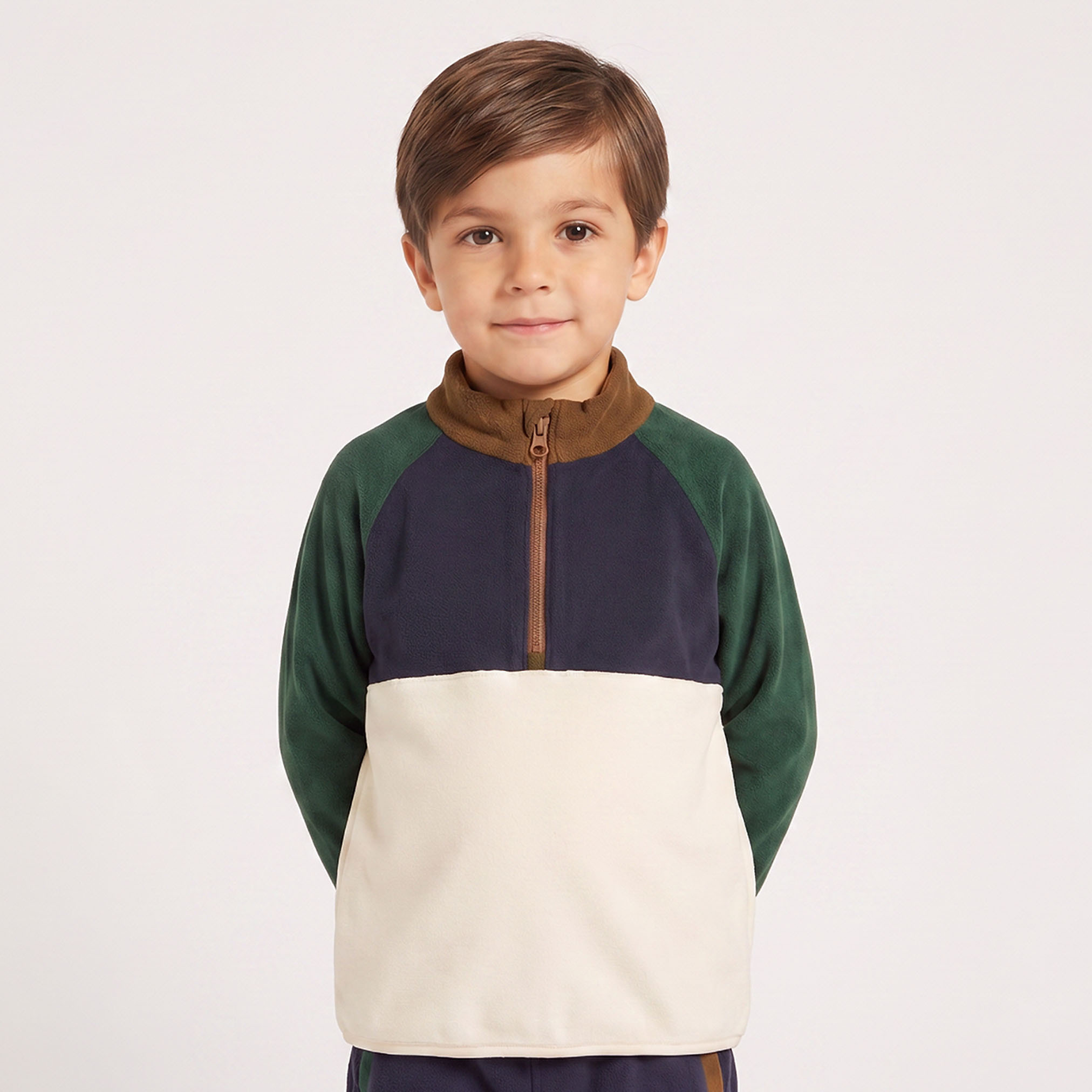 Juniors High Neck Long Sleeves Sweatshirt and Joggers Set with Colourblock Panel-boys-clothing-setsandcoords-image-3