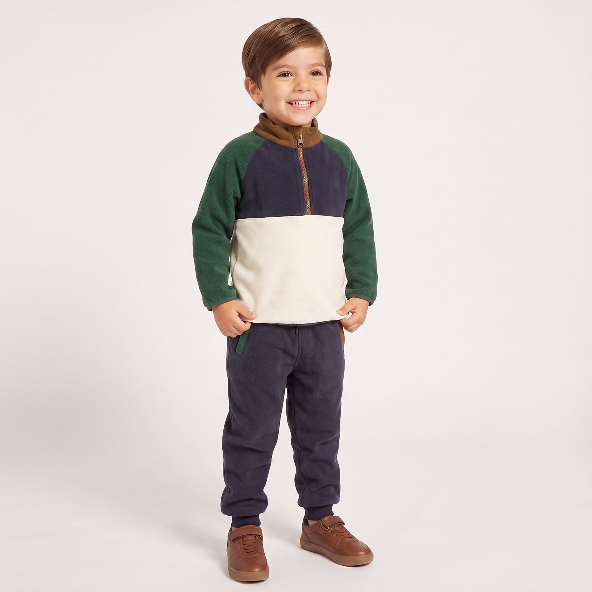 Juniors High Neck Long Sleeves Sweatshirt and Joggers Set with Colourblock Panel-boys-clothing-setsandcoords-image-5