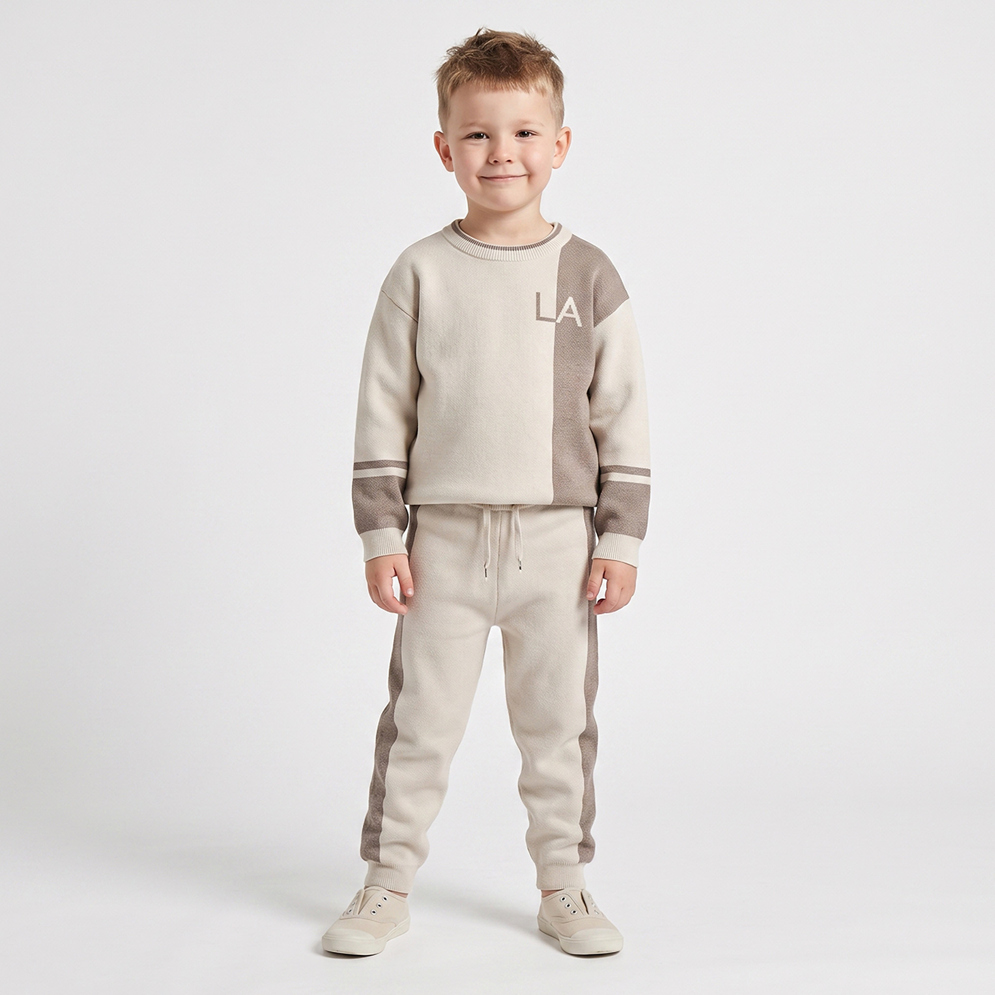 Juniors Crew Neck Long Sleeves Sweatshirt and Joggers Set with Panelled Design-baby-boys-clothing-setsandcoords-image-5