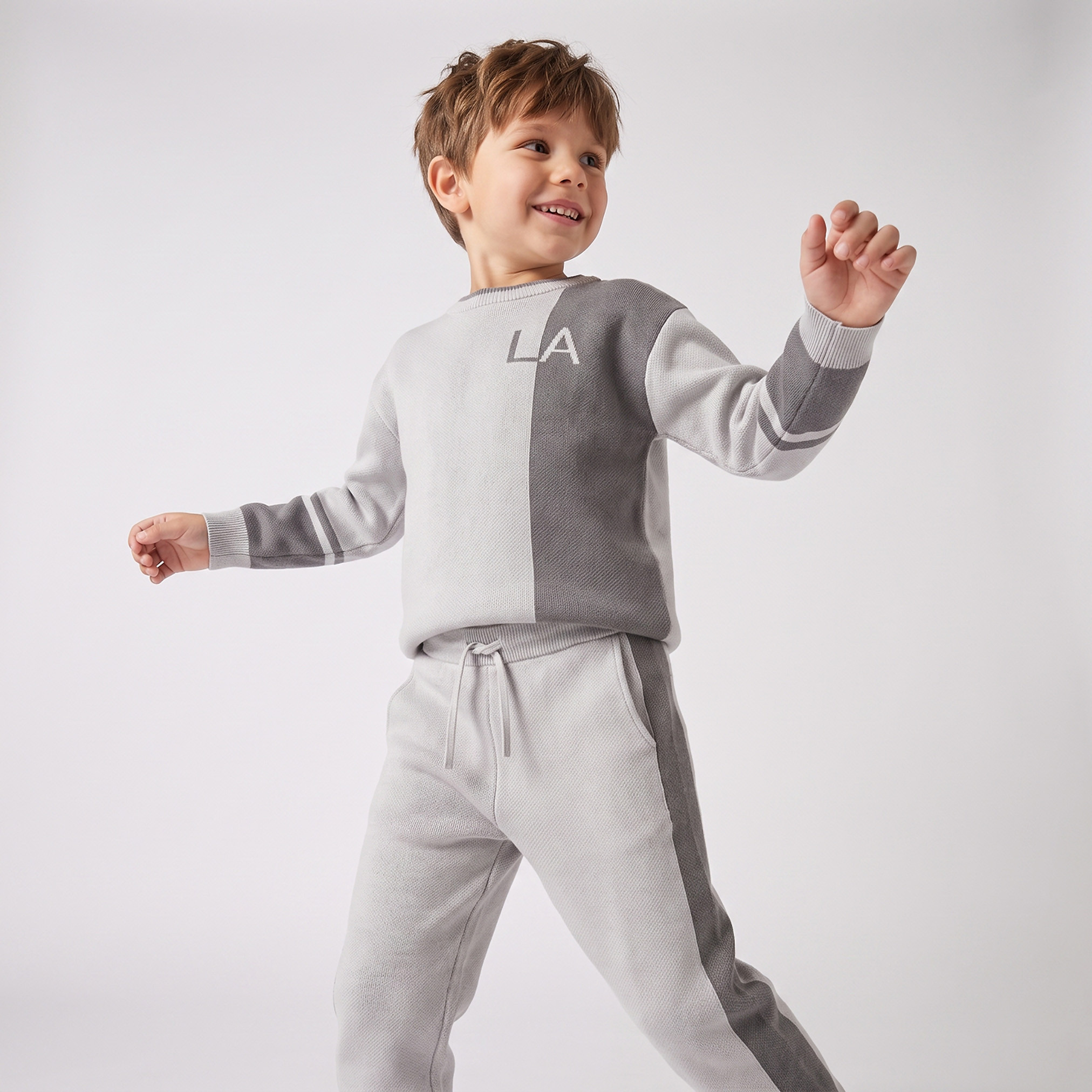Juniors Crew Neck Long Sleeves Sweatshirt and Joggers Set with Panelled Design-baby-boys-clothing-setsandcoords-image-6