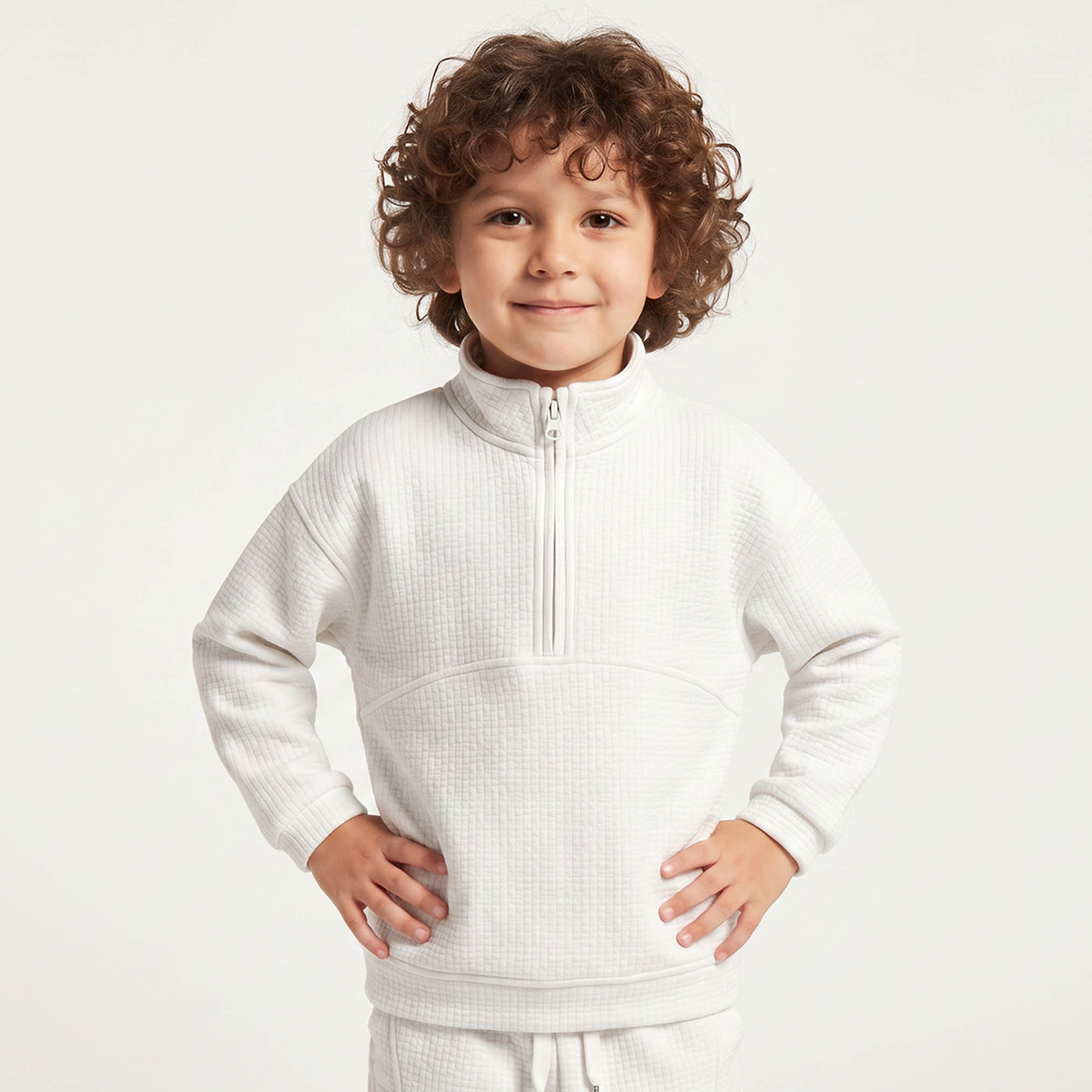 Juniors High Neck Long Sleeves Sweatshirt and Joggers Set with Waffle Textured-boys-clothing-setsandcoords-image-2