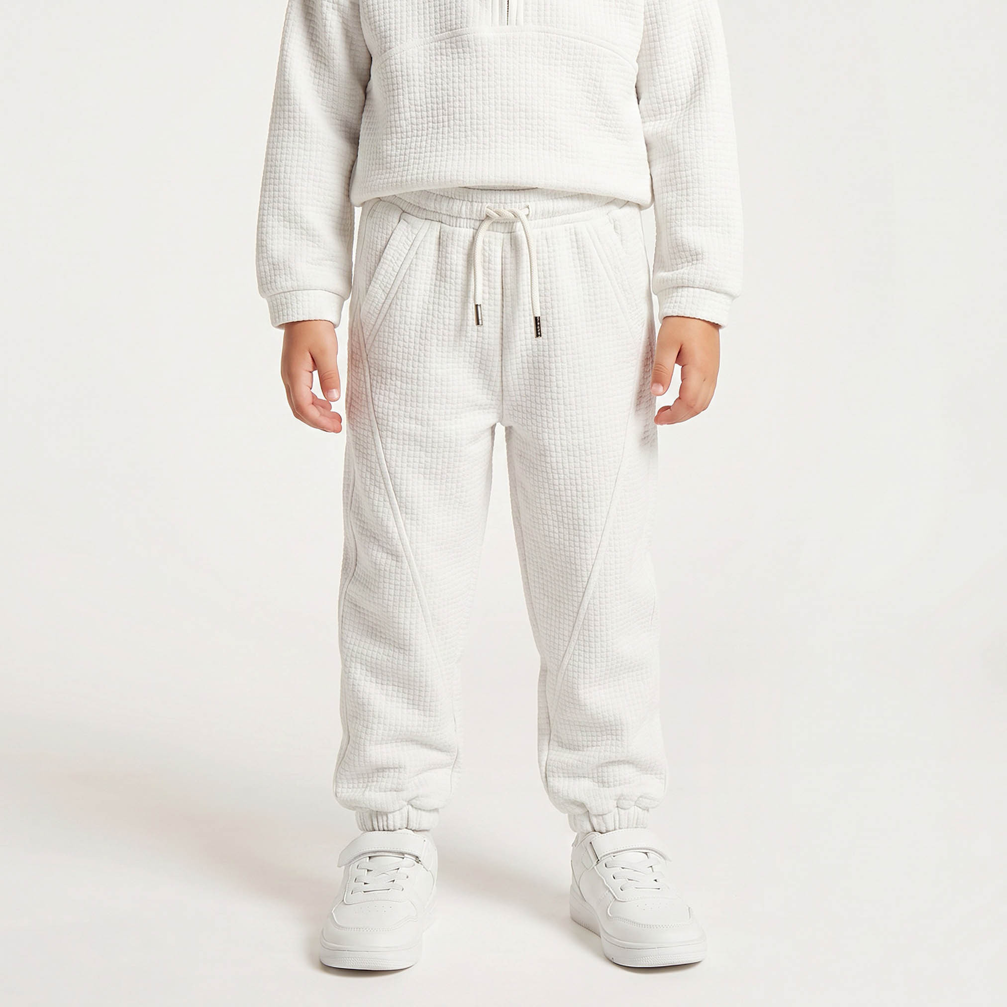 Juniors High Neck Long Sleeves Sweatshirt and Joggers Set with Waffle Textured-boys-clothing-setsandcoords-image-3