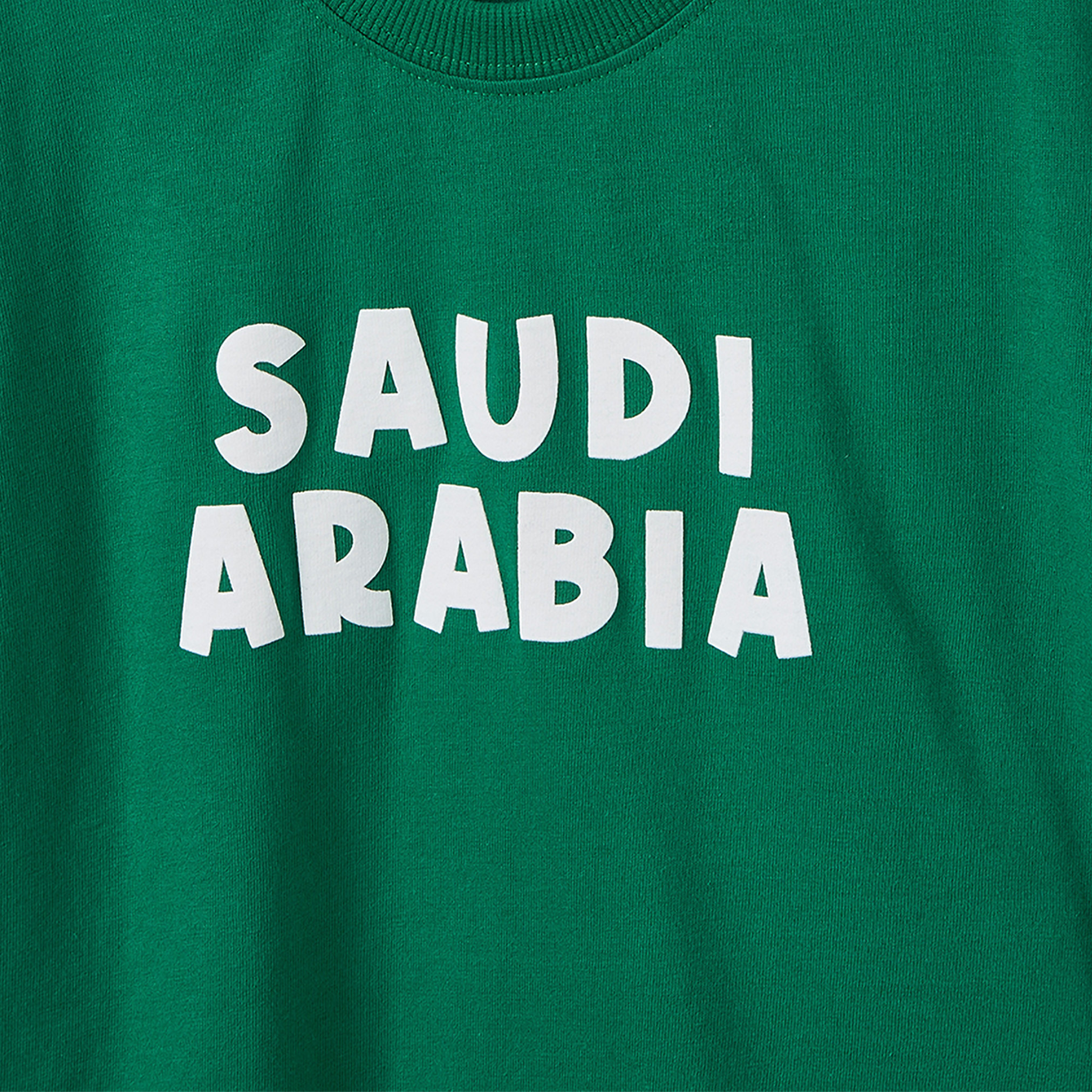 Juniors Crew Neck Short Sleeves T-shirt and Shorts Set with KSA National Day Print-boys-clothing-setsandcoords-image-5