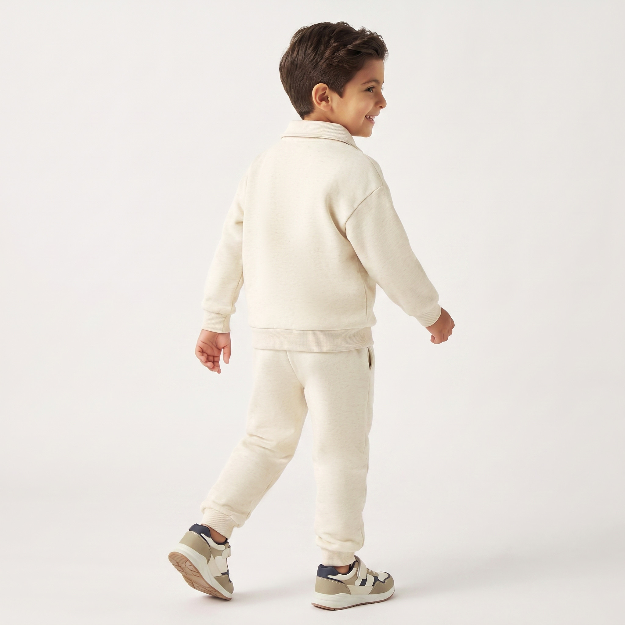 Juniors Collared Long Sleeves Sweatshirt and Joggers Set with Bear Embroidery-boys-clothing-setsandcoords-image-2