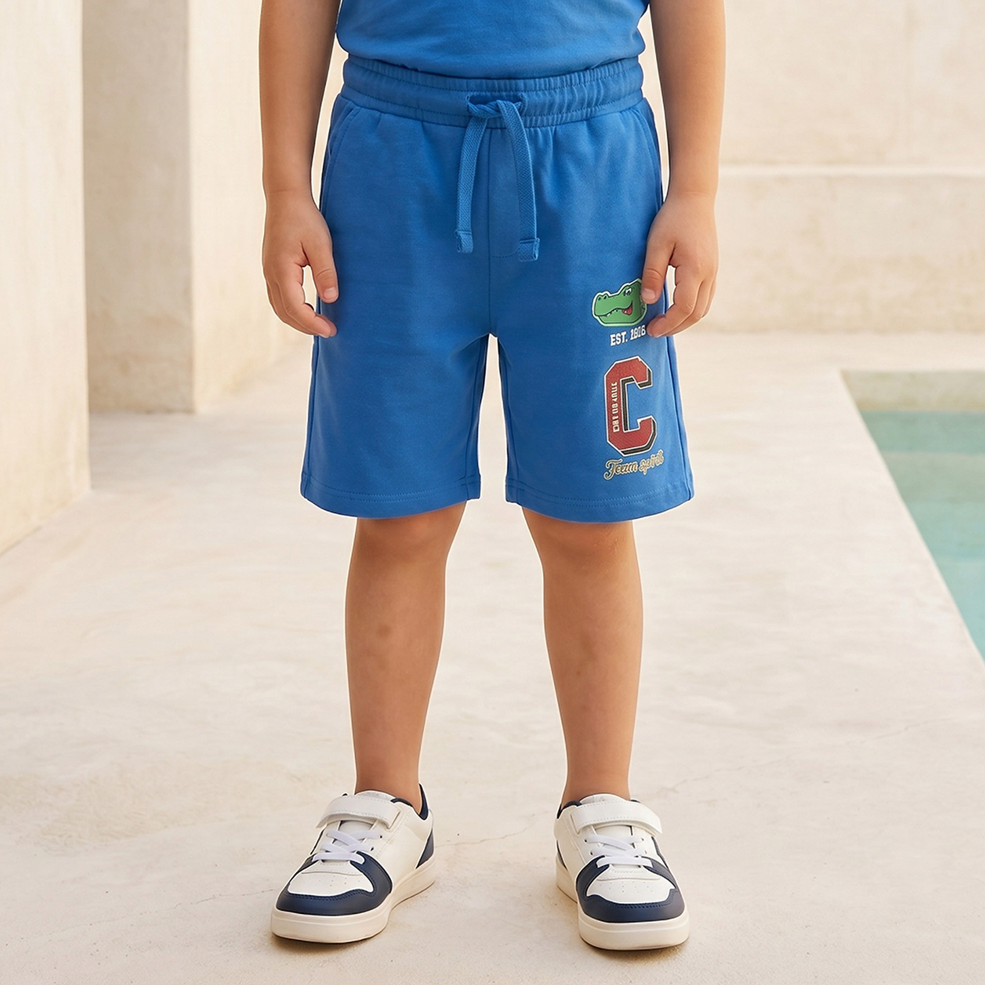 Juniors Crew Neck Short Sleeves T-shirts and Shorts Set with Crocodile Print-boys-clothing-setsandcoords-image-5