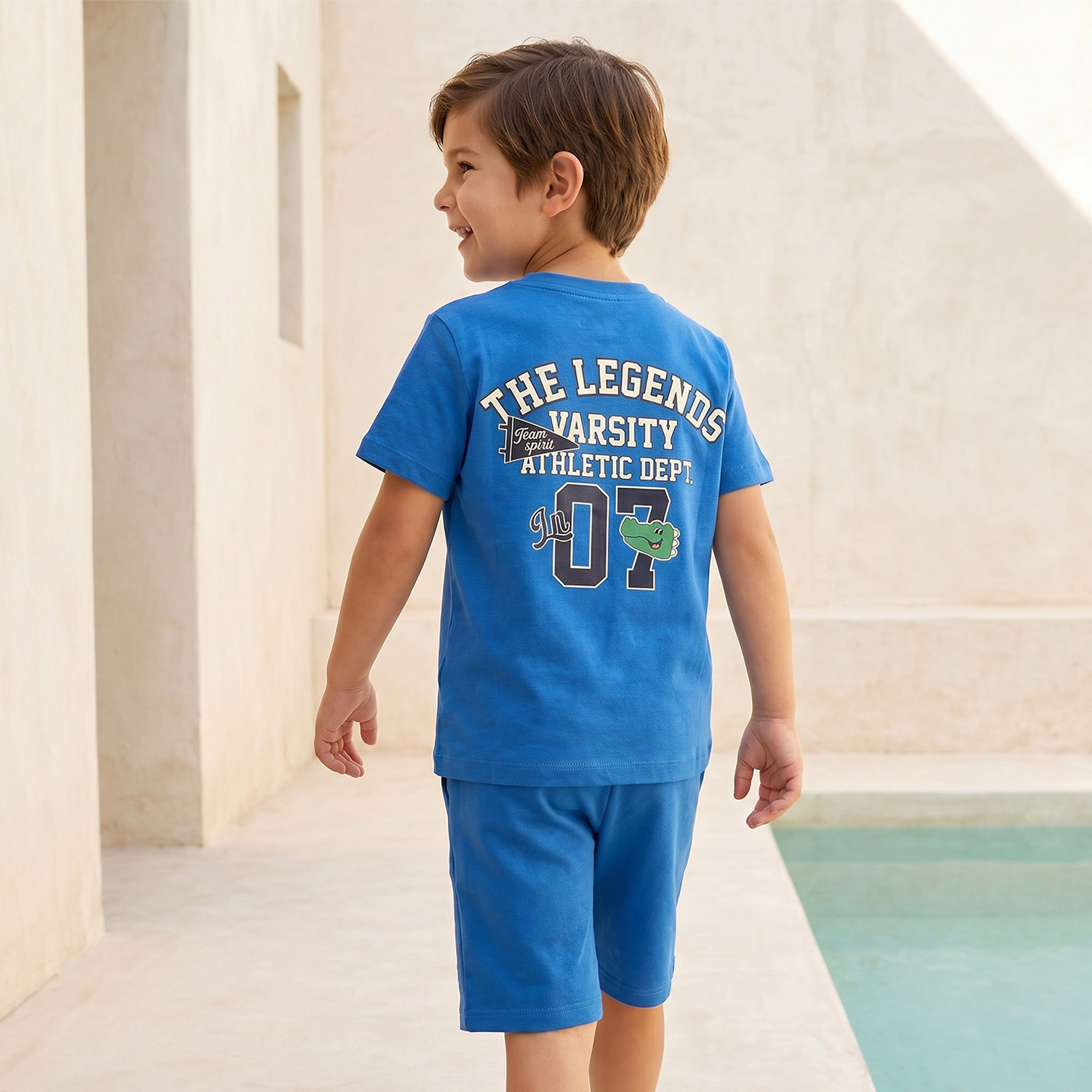Juniors Crew Neck Short Sleeves T-shirts and Shorts Set with Crocodile Print-boys-clothing-setsandcoords-image-6