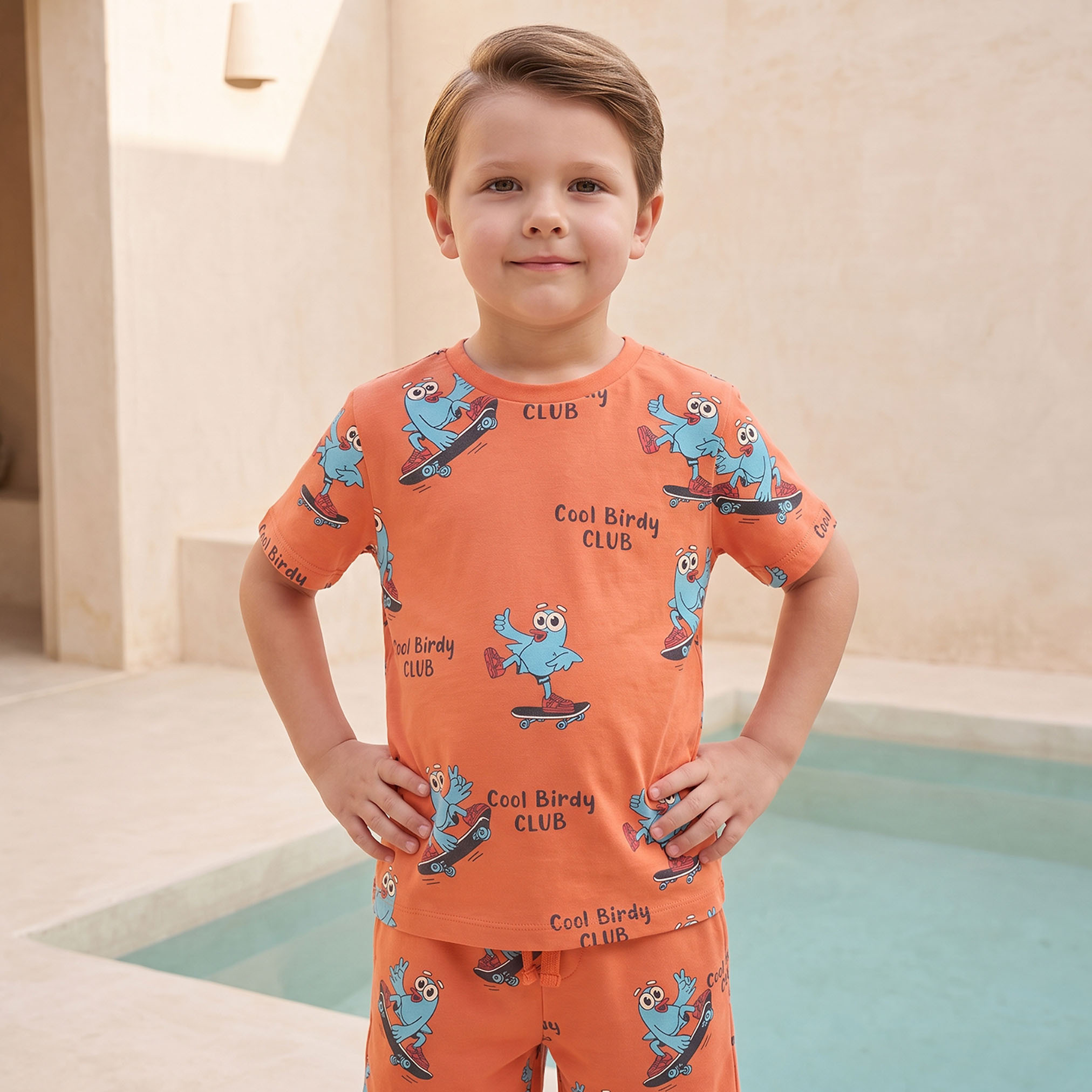 Juniors Crew Neck Short Sleeves T-shirt and Shorts Set with Graphic Print-boys-clothing-setsandcoords-image-2