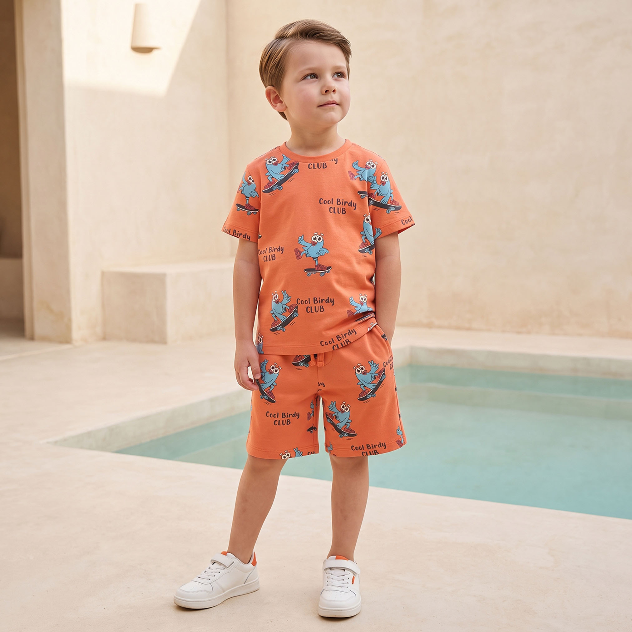 Juniors Crew Neck Short Sleeves T-shirt and Shorts Set with Graphic Print-boys-clothing-setsandcoords-image-7