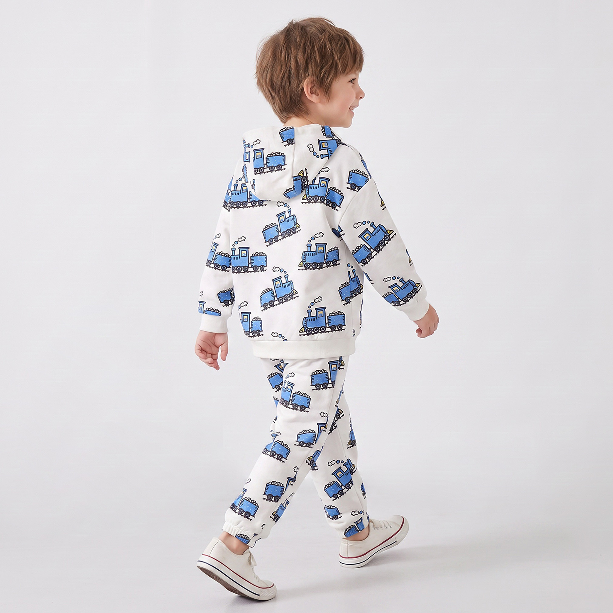 Juniors Hooded Long Sleeves Sweatshirt and Joggers Set with Steam Train Print-boys-clothing-setsandcoords-image-4
