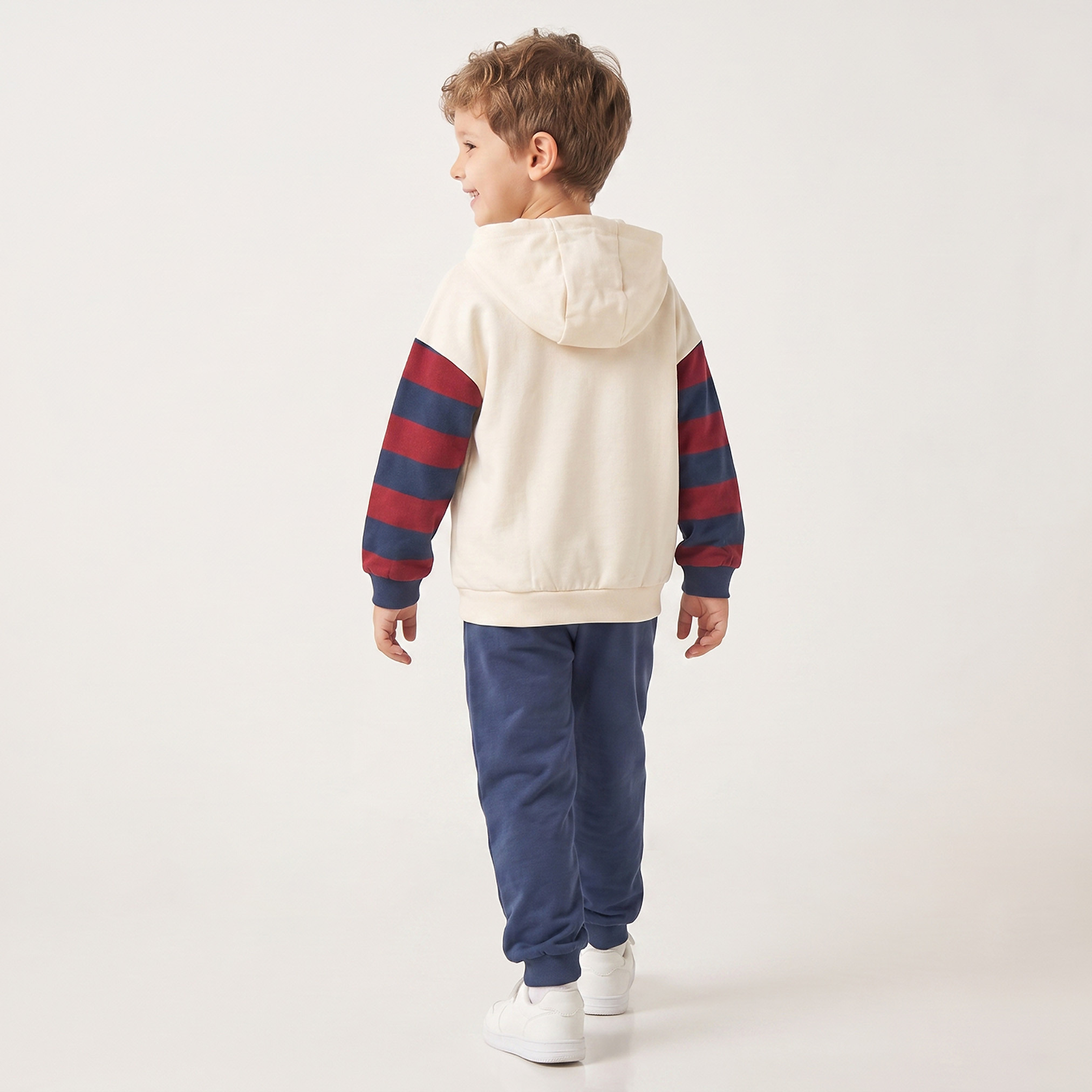 Juniors Hooded Long Sleeves Sweatshirt and Joggers Set with Stripes-boys-clothing-setsandcoords-image-4