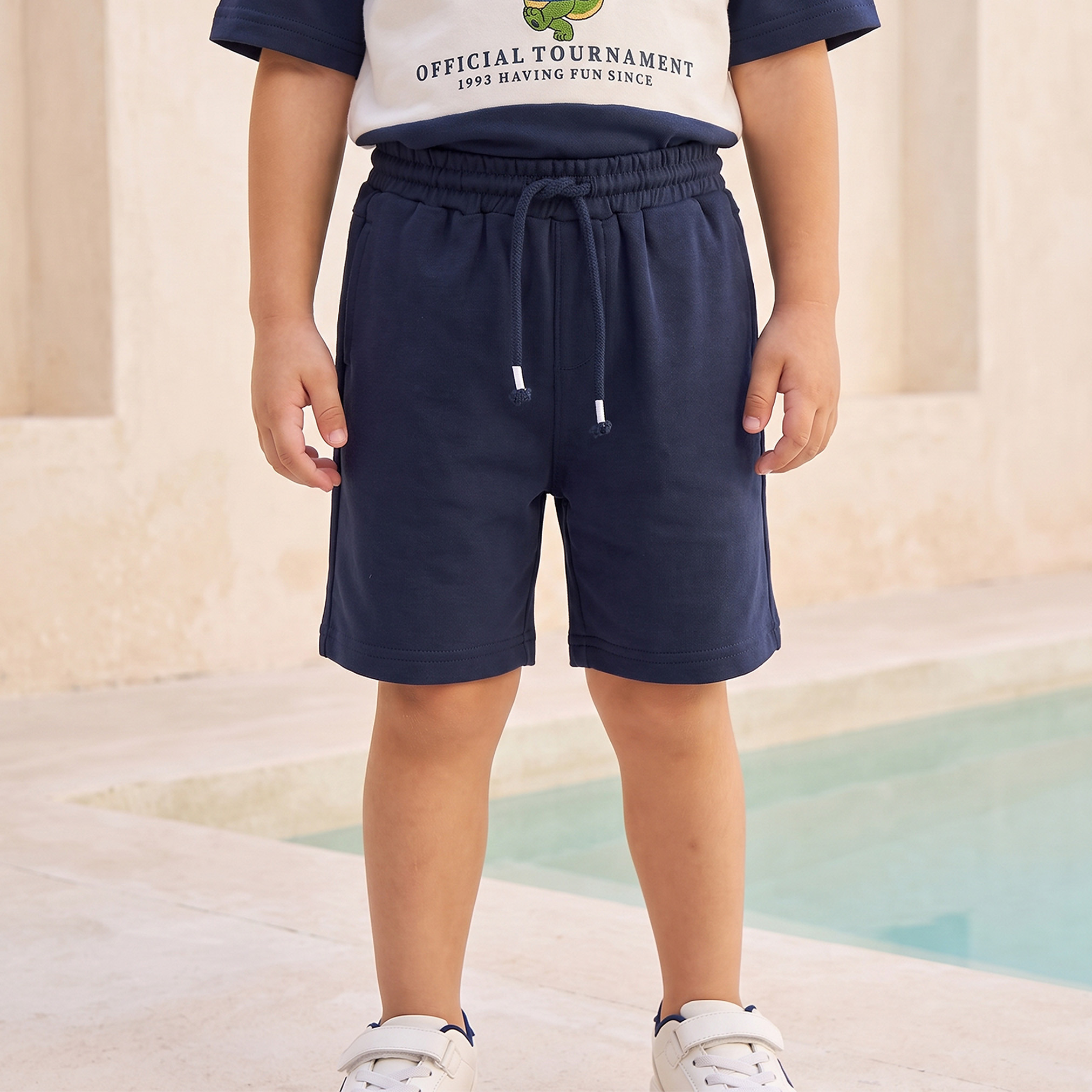 Juniors Collared Short Sleeves T-shirt and Shorts Set with Varsity Print-boys-clothing-setsandcoords-image-3