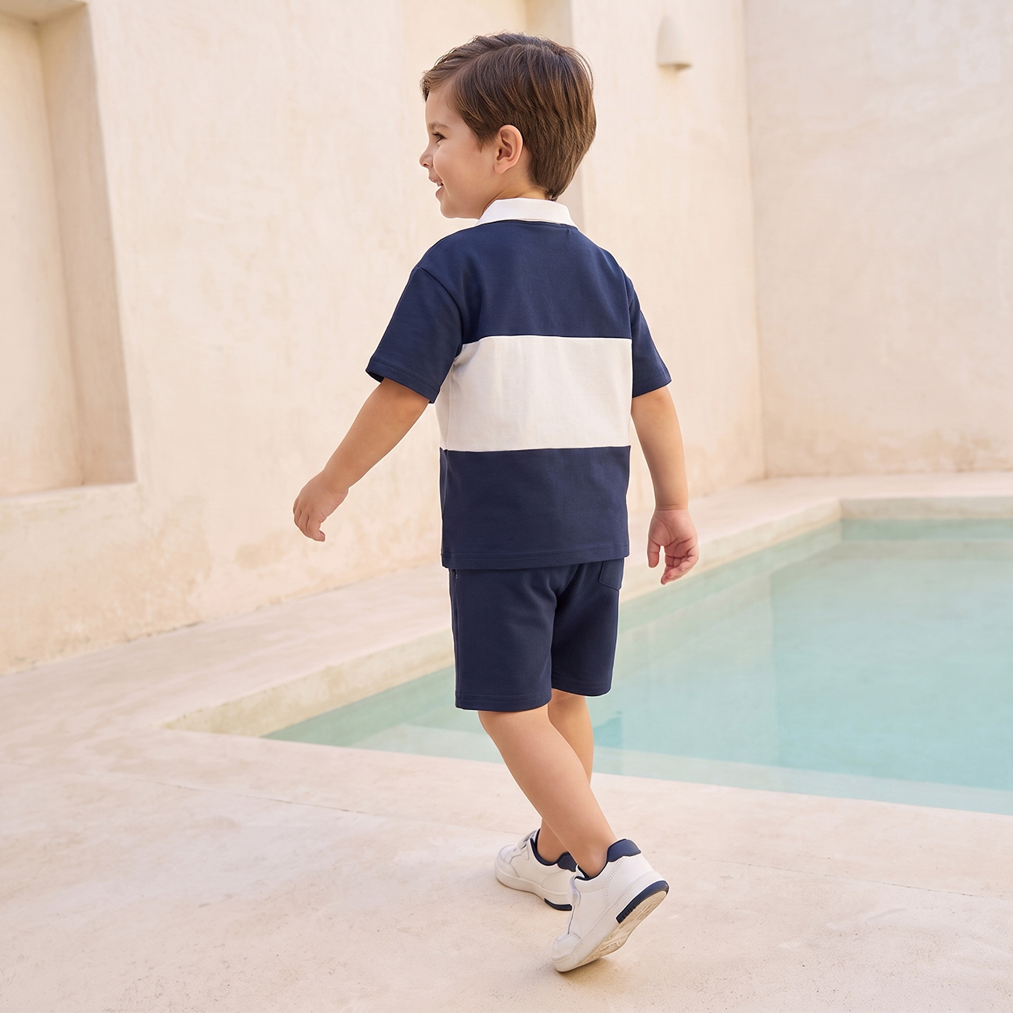 Juniors Collared Short Sleeves T-shirt and Shorts Set with Varsity Print-boys-clothing-setsandcoords-image-4