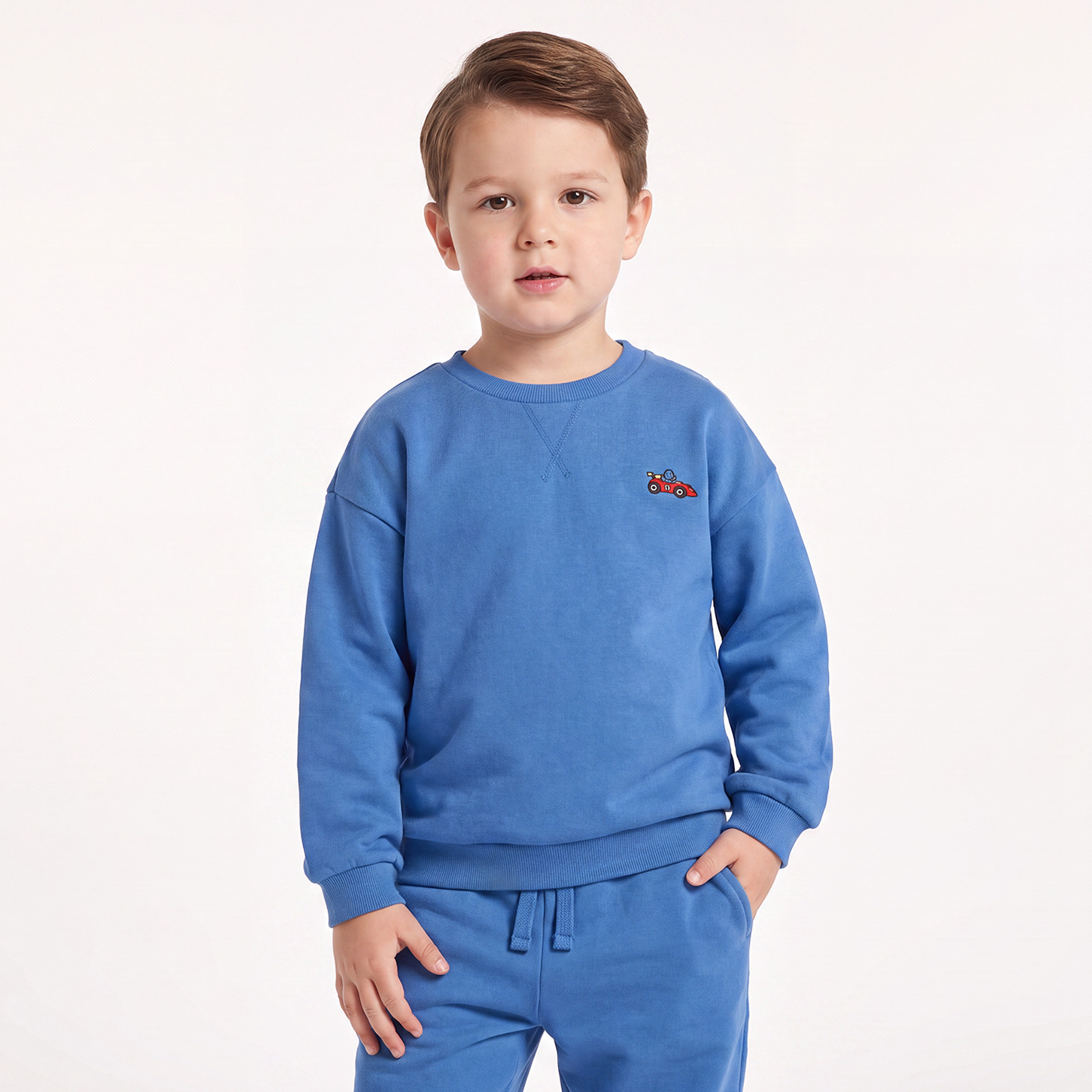 Juniors Crew Neck Long Sleeves Sweatshirt and Joggers Set with Embroidery-boys-clothing-setsandcoords-image-2