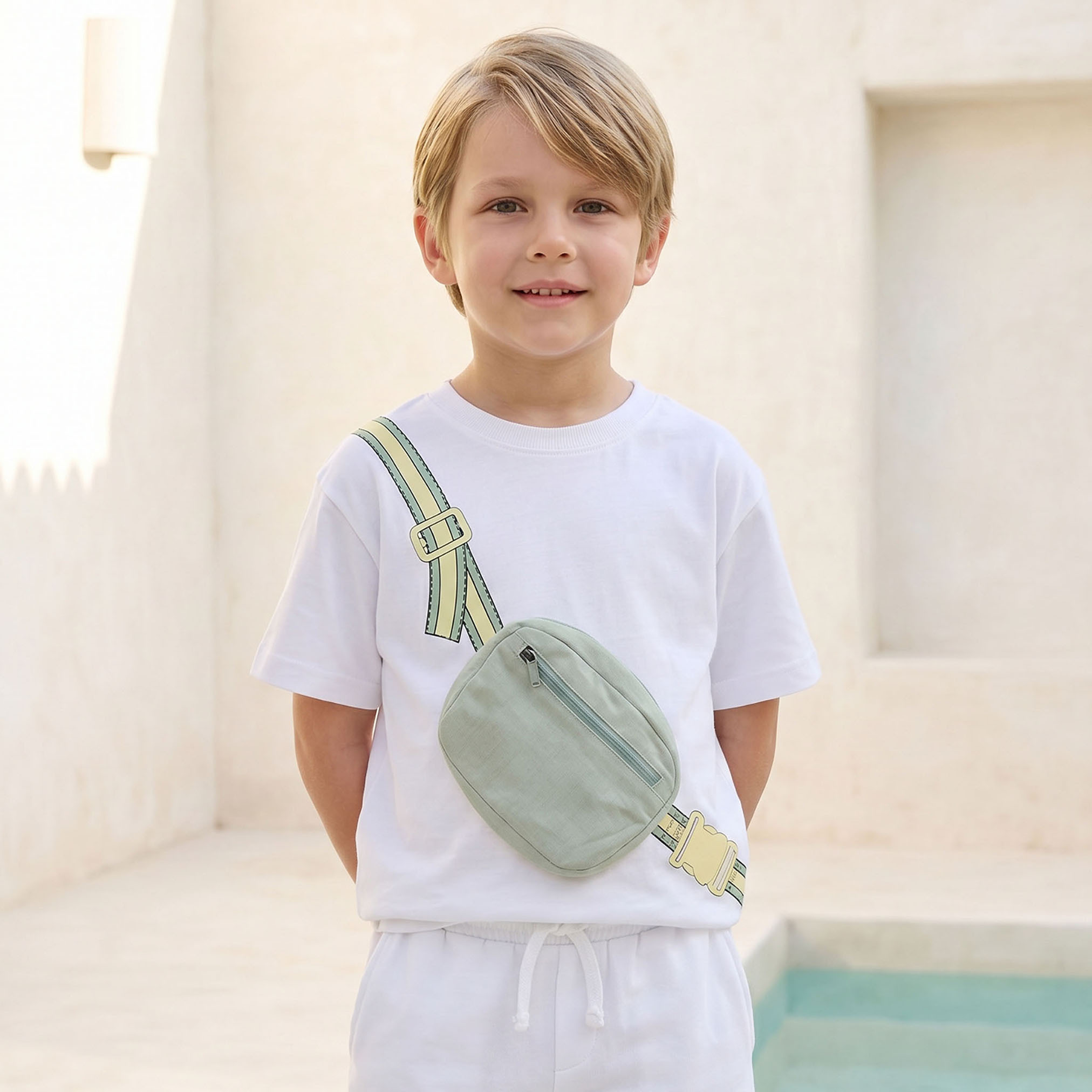Juniors Crew Neck Short Sleeves T-shirt and Shorts Set with Bag Applique-boys-clothing-setsandcoords-image-2