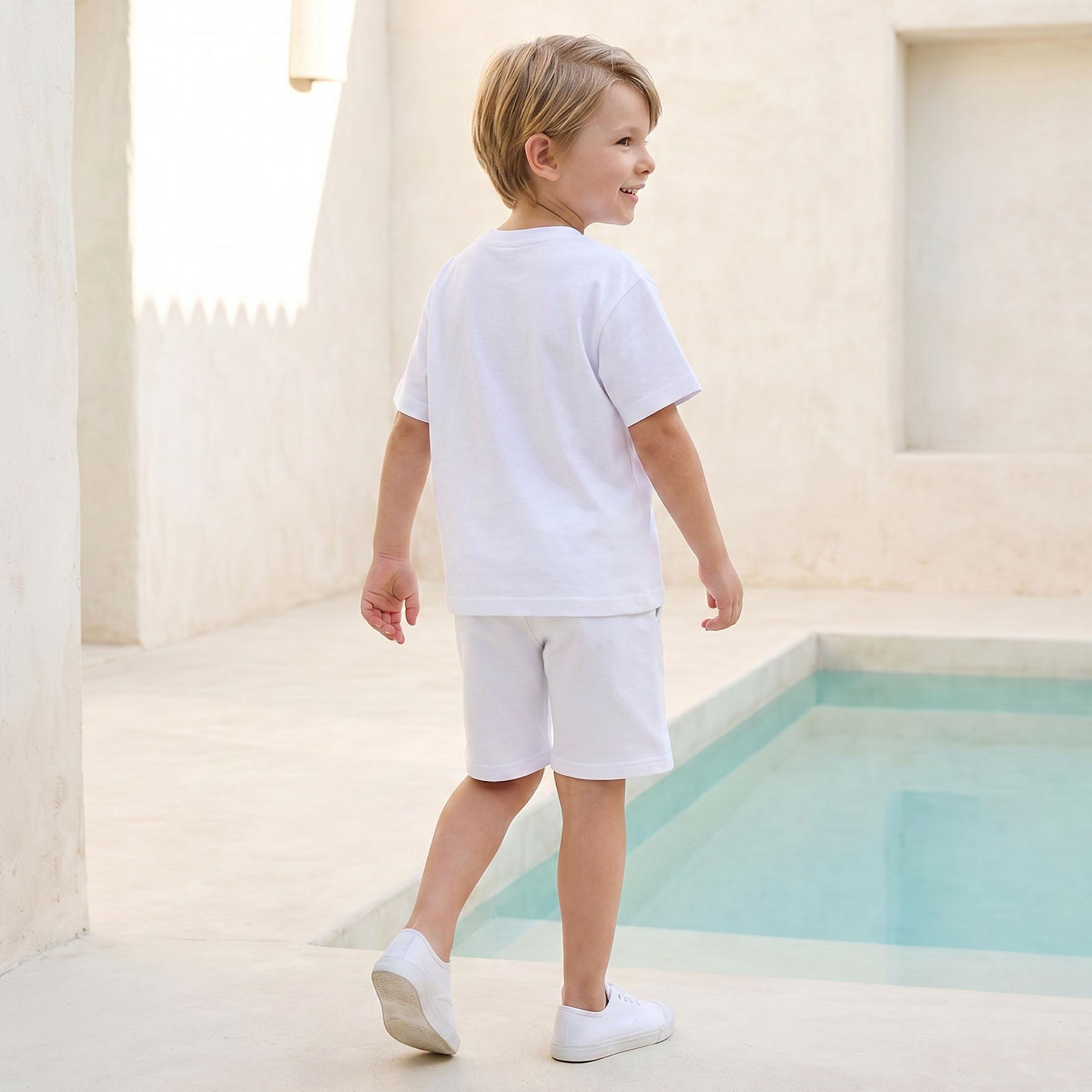 Juniors Crew Neck Short Sleeves T-shirt and Shorts Set with Bag Applique-boys-clothing-setsandcoords-image-4