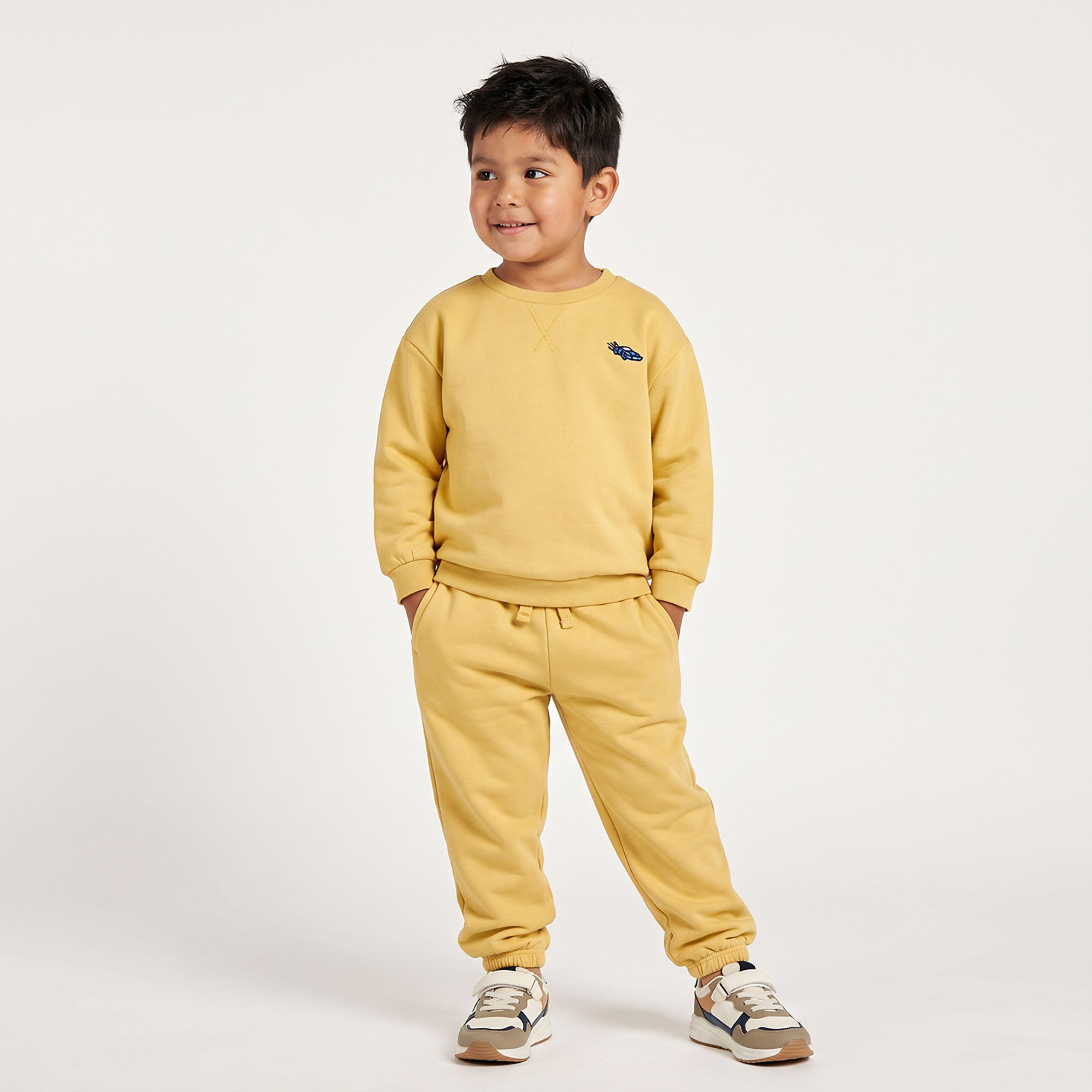 Juniors Crew Neck Long Sleeves Sweatshirt and Joggers Set with Drawstring Closure-boys-clothing-setsandcoords-image-1