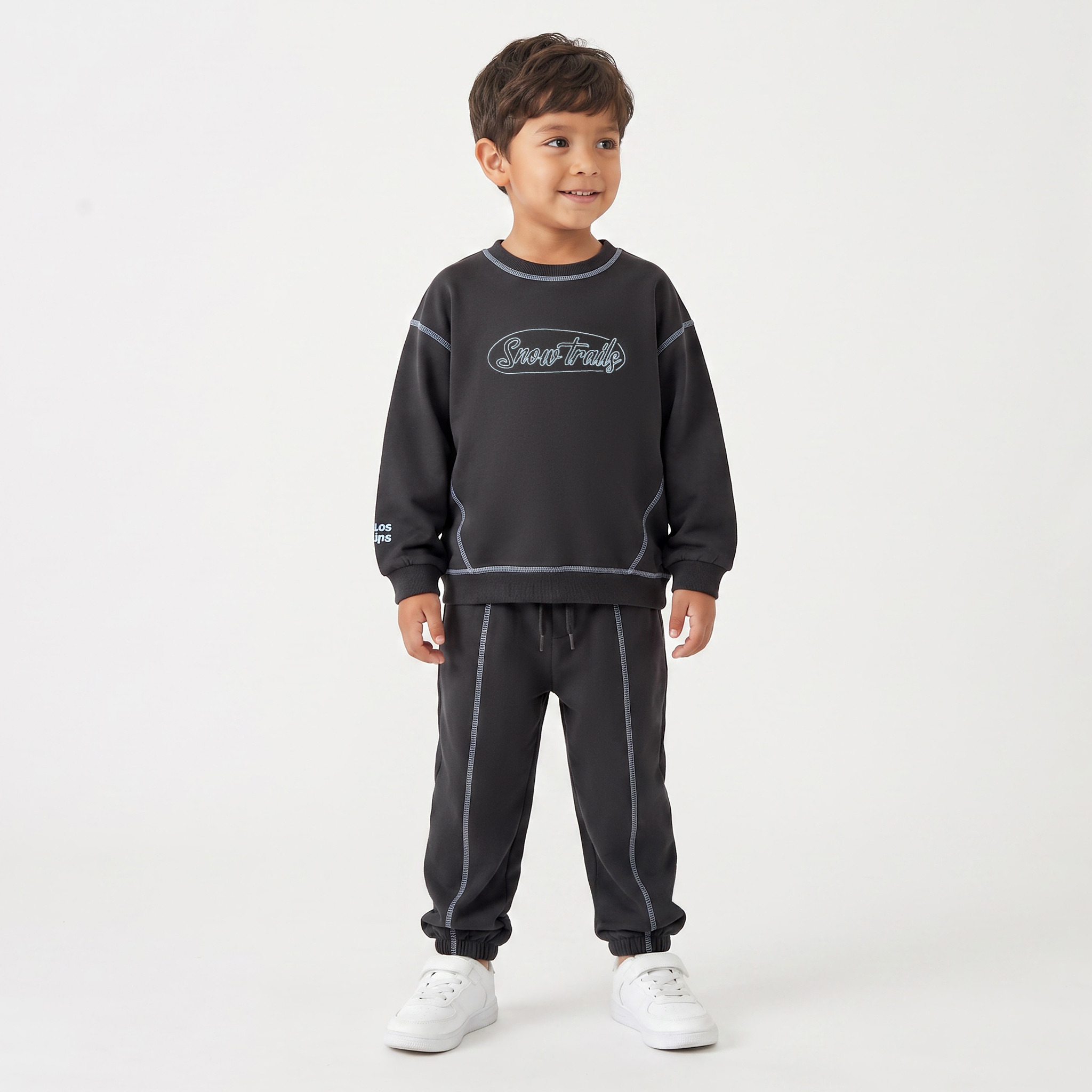 Juniors Crew Neck Long Sleeves Sweatshirt and Joggers Set  with Typography Print-boys-clothing-setsandcoords-image-1