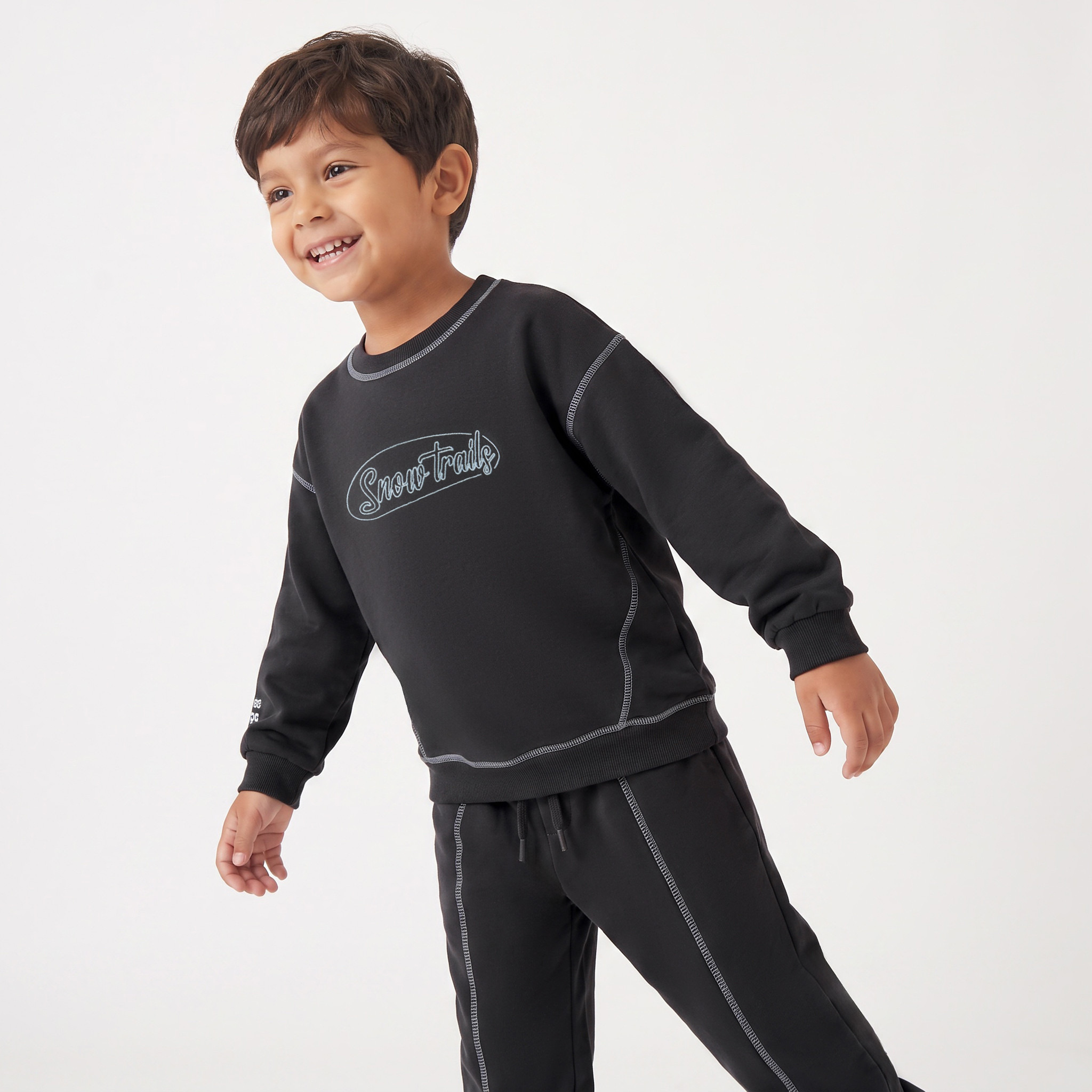 Juniors Crew Neck Long Sleeves Sweatshirt and Joggers Set  with Typography Print-boys-clothing-setsandcoords-image-2