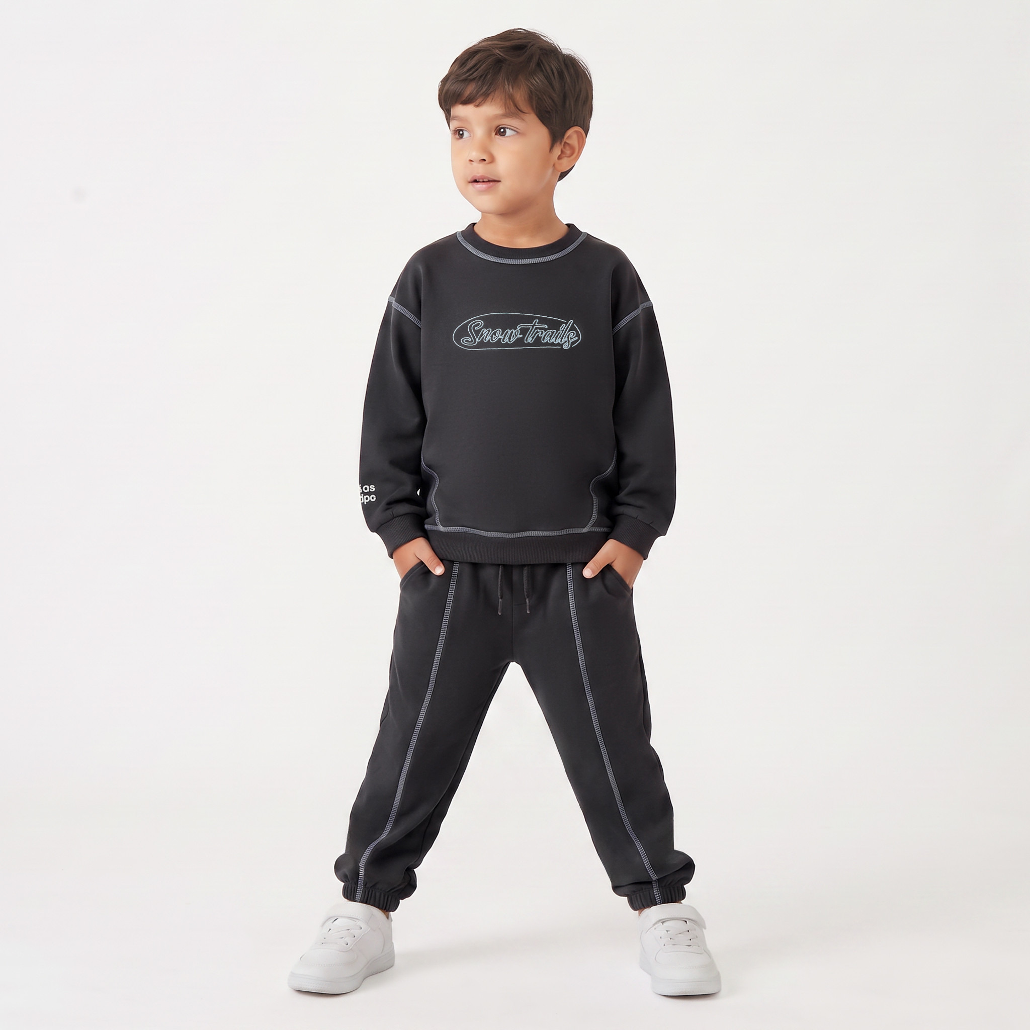 Juniors Crew Neck Long Sleeves Sweatshirt and Joggers Set  with Typography Print-boys-clothing-setsandcoords-image-6