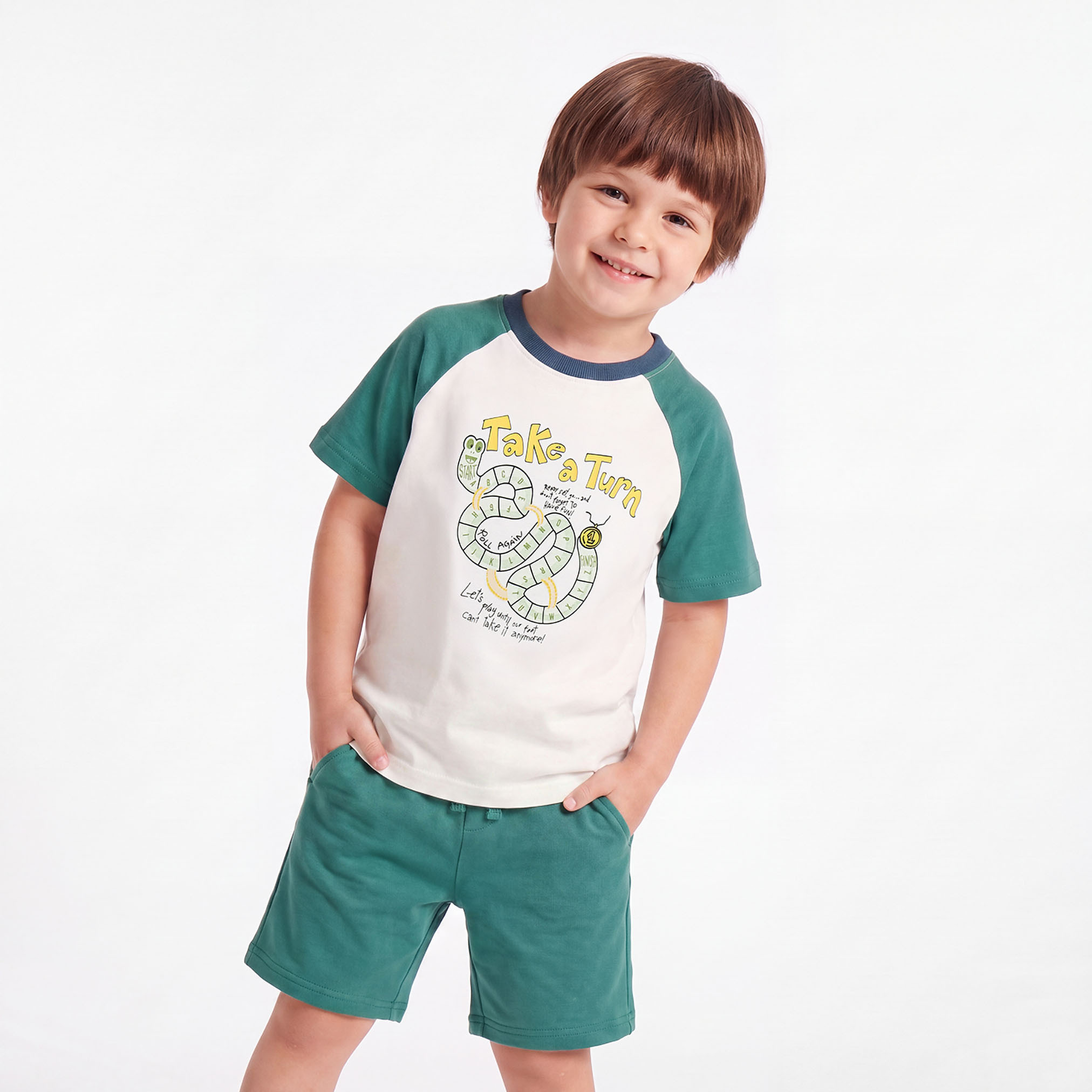 Juniors Crew Neck Short Sleeves T-shirt and Shorts Set with Graphic Print-boys-clothing-setsandcoords-image-2
