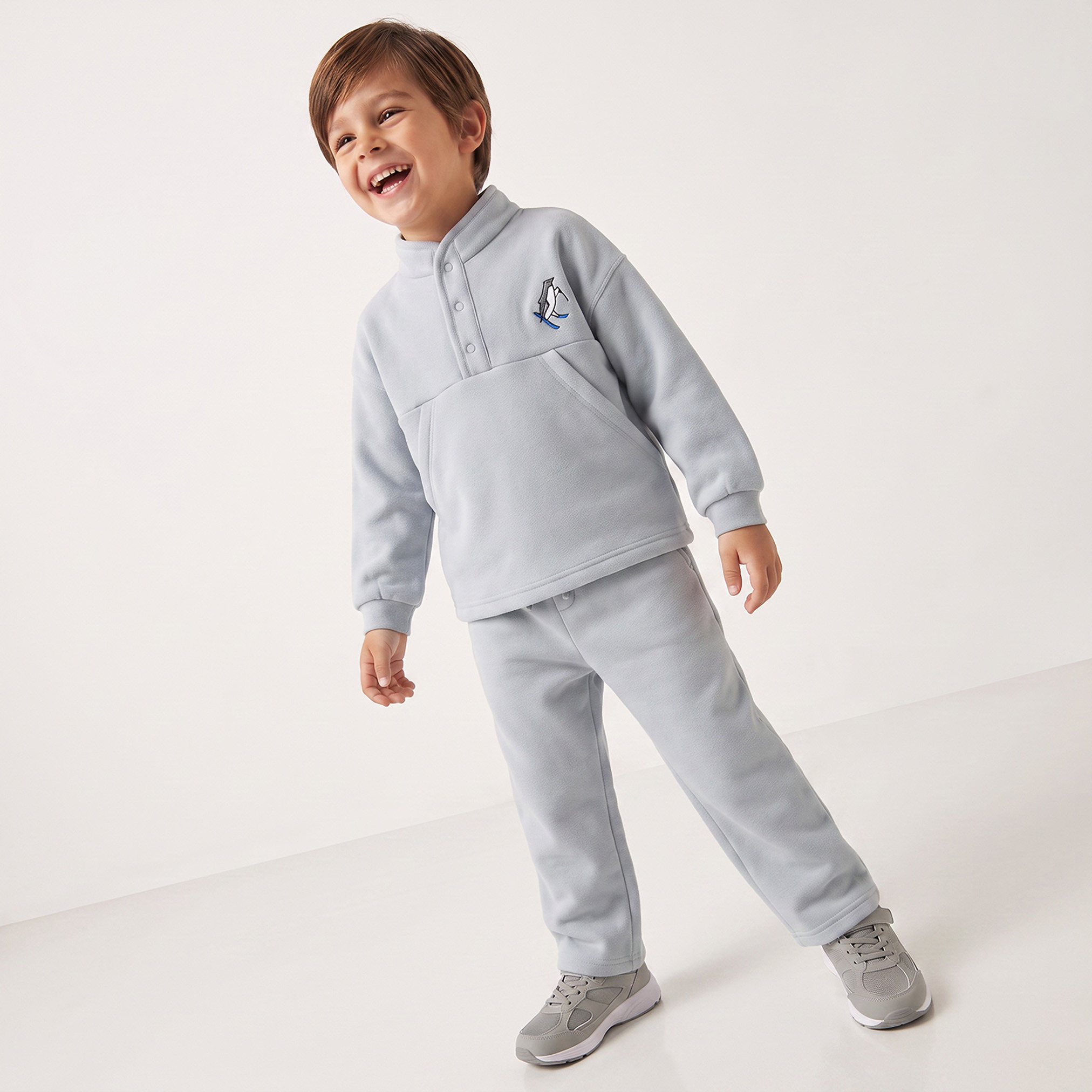 Juniors High Neck Long Sleeves Sweatshirt and Track Pants Set with Penguin Embroidery-boys-clothing-setsandcoords-image-5