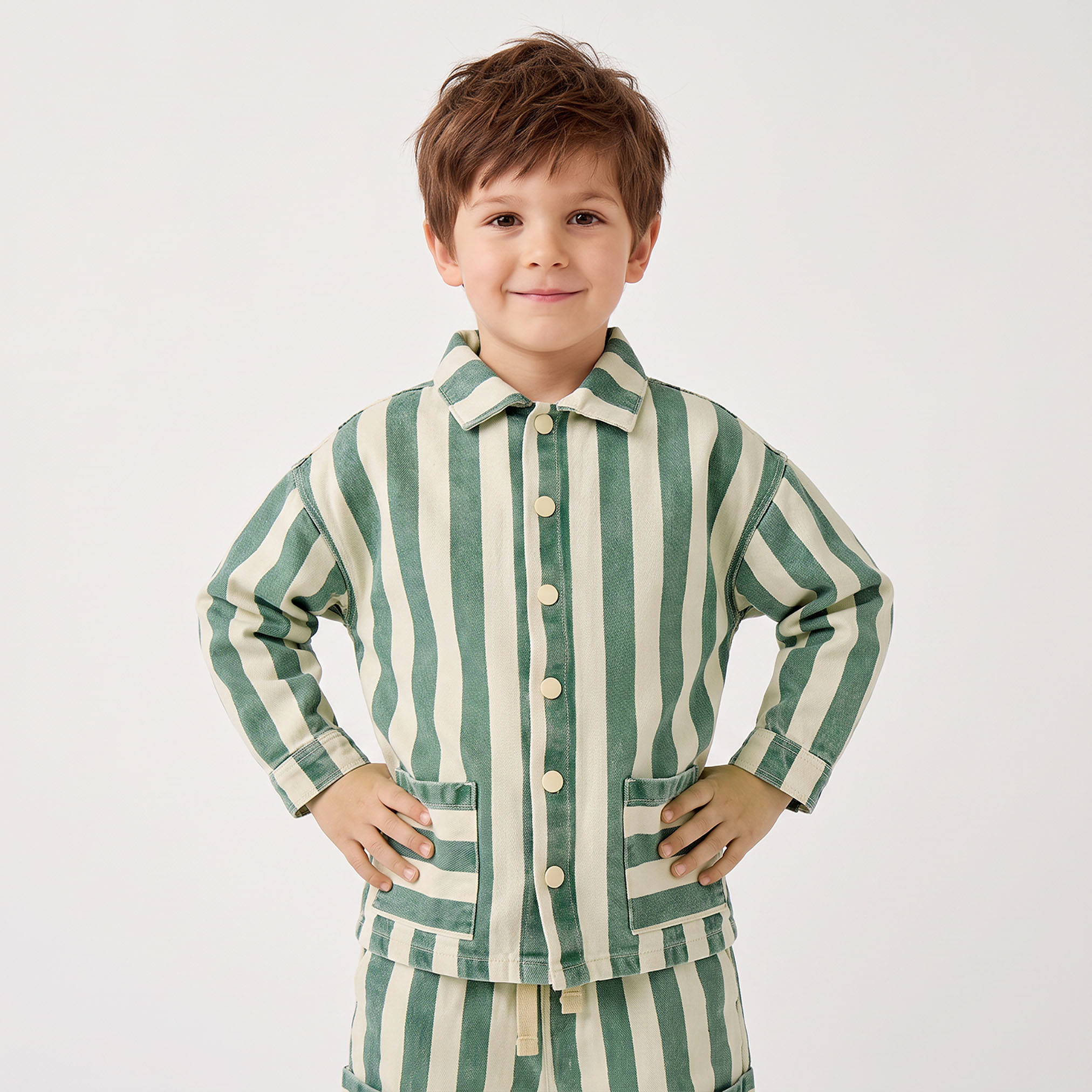طقم قميص بياقة وأكمام طويلة وبنطلون برباط إغلاق من جونيورز-boys-clothing-setsandcoords-image-3