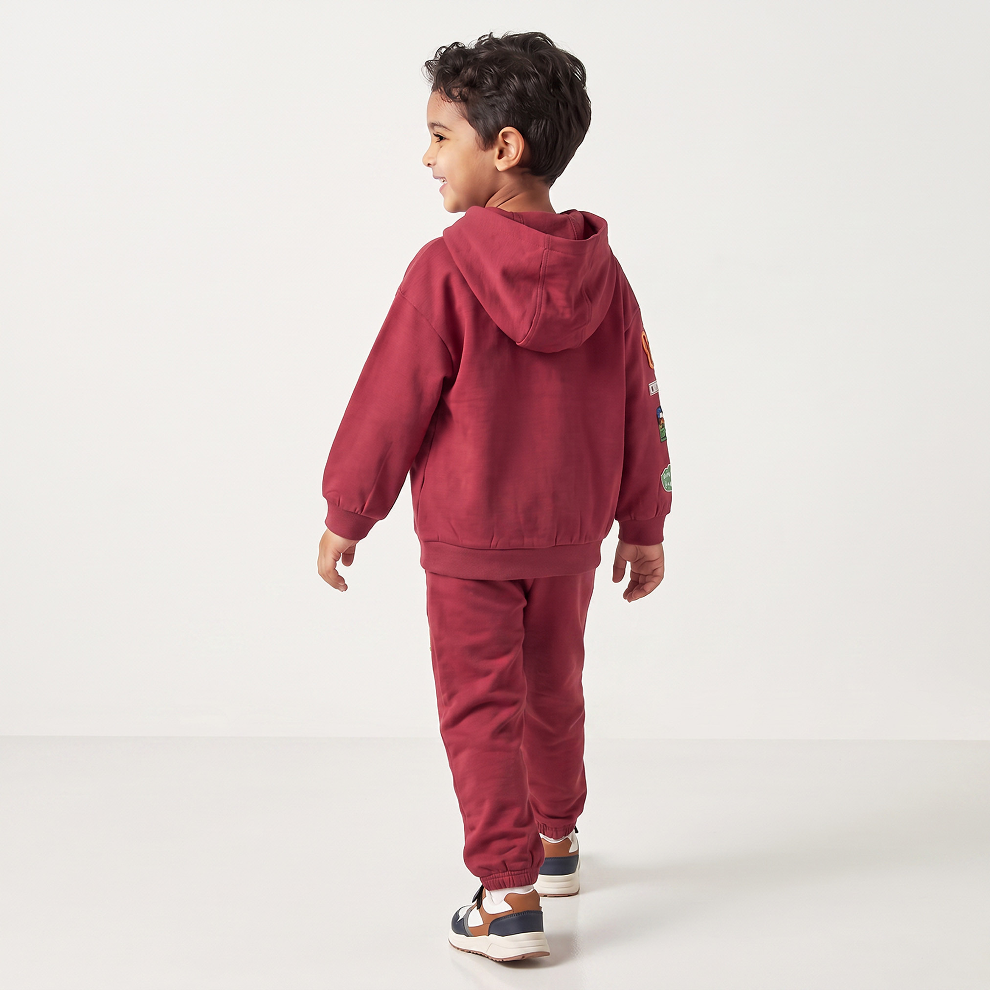 Juniors Hooded Long Sleeves Sweatshirt and Joggers Set with Applique Detail-boys-clothing-setsandcoords-image-2