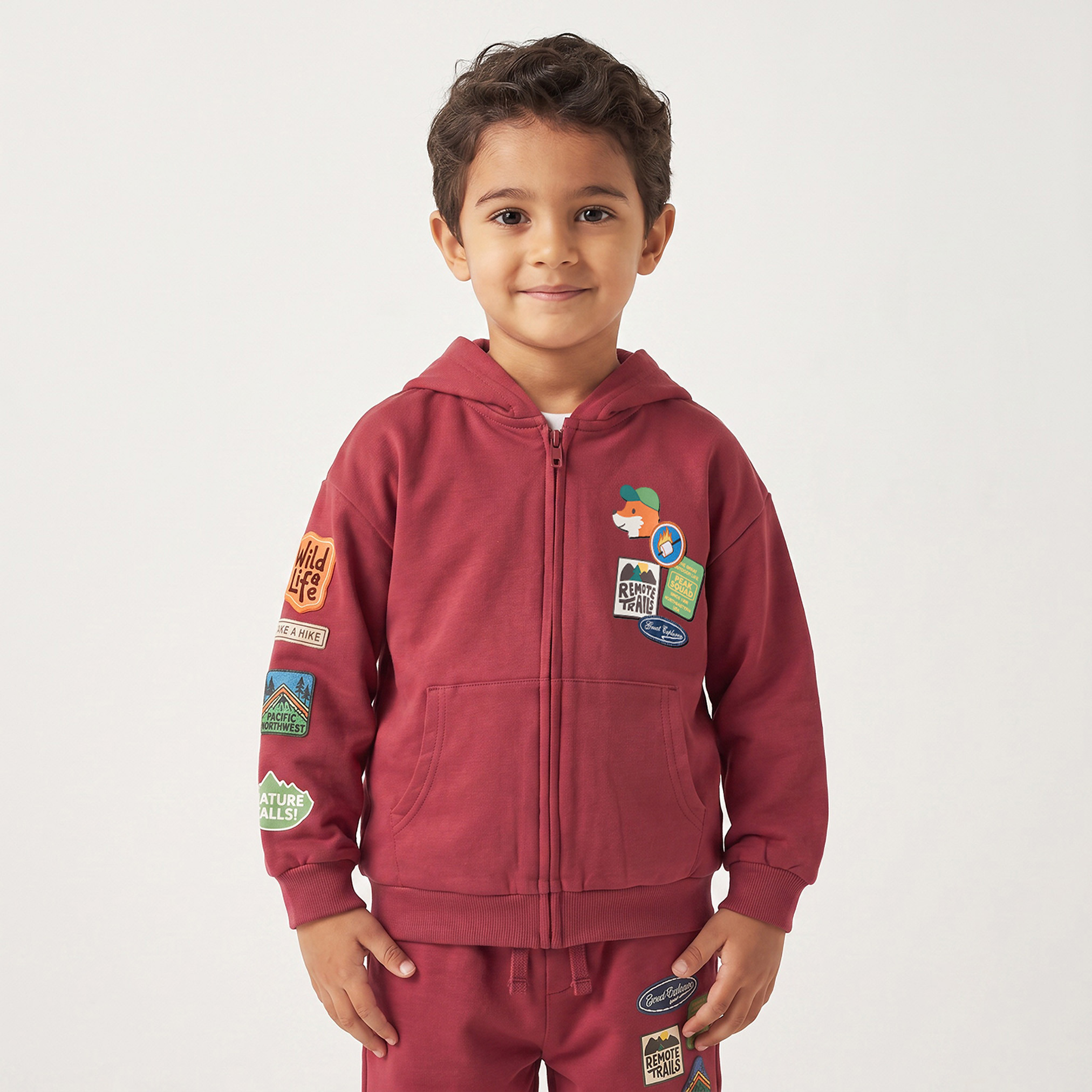 Juniors Hooded Long Sleeves Sweatshirt and Joggers Set with Applique Detail-boys-clothing-setsandcoords-image-3